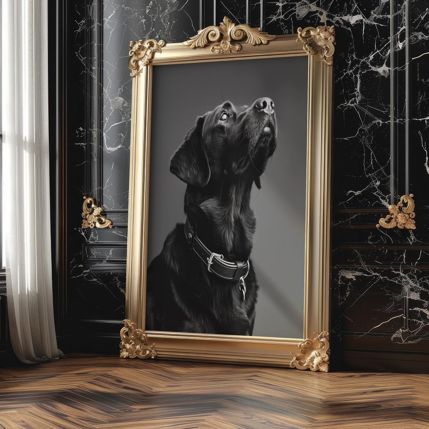 Dog Photography Black Labrador Portrait | Fine Art Home Decor Print wall art print, minimalist black and white poster, modern Scandinavian wall decor, Monohaus