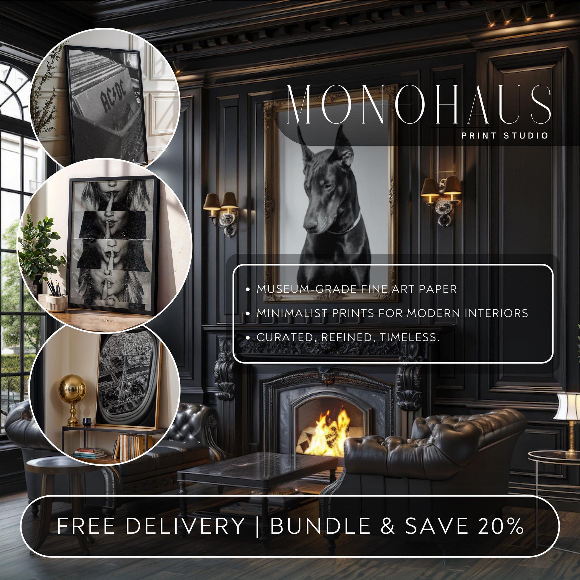 Minimal Wall Art | Retro Paris Fashion Print |  Luxury Photography wall art print, minimalist black and white poster, modern Scandinavian wall decor, Monohaus