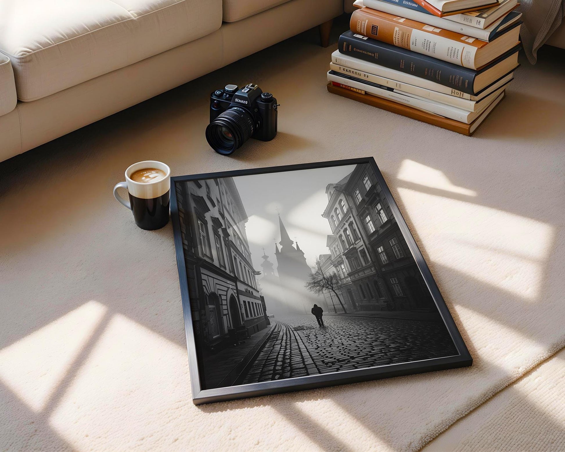 World Landmark | Prague Fog Photography Print | Black and White Gothic Architecture wall art print, black and white architectural poster, minimalist modern Scandinavian wall decor, Monohaus