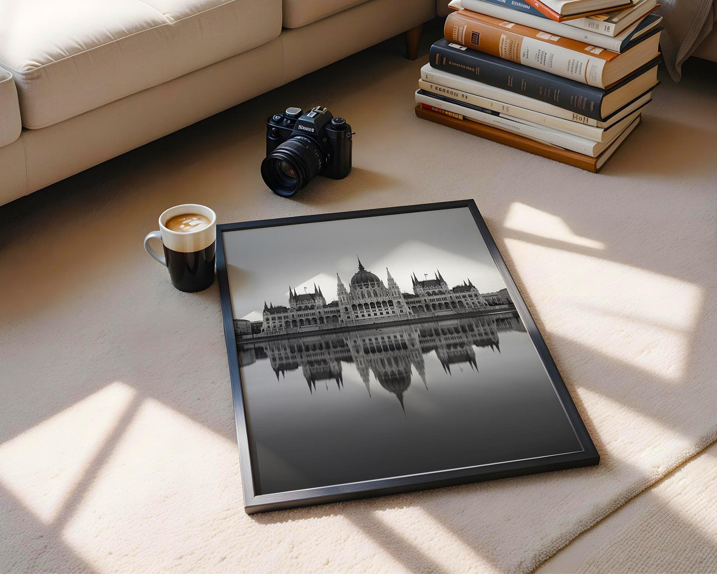 World Landmark | Budapest Parliament Print | Black and White Minimalist Architecture wall art print, black and white architectural poster, minimalist modern Scandinavian wall decor, Monohaus
