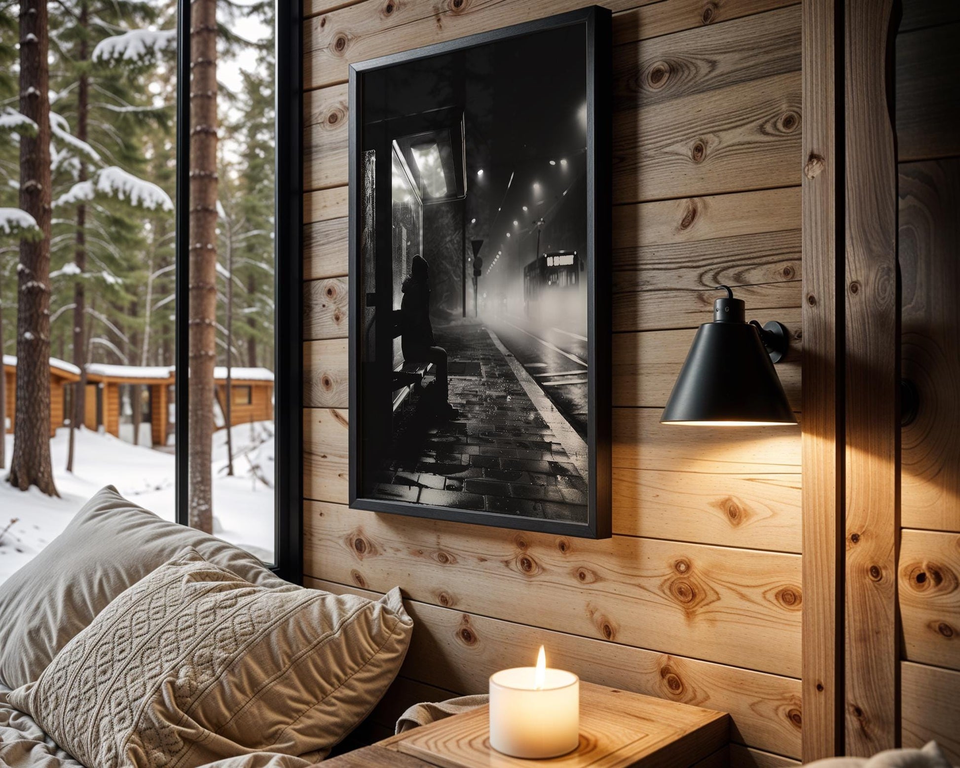 Urban Photography | Foggy Train Station Photography Print | Minimalist Black and White Wall Art black and white photo print, minimalist monochrome wall art poster for modern interiors, Monohaus