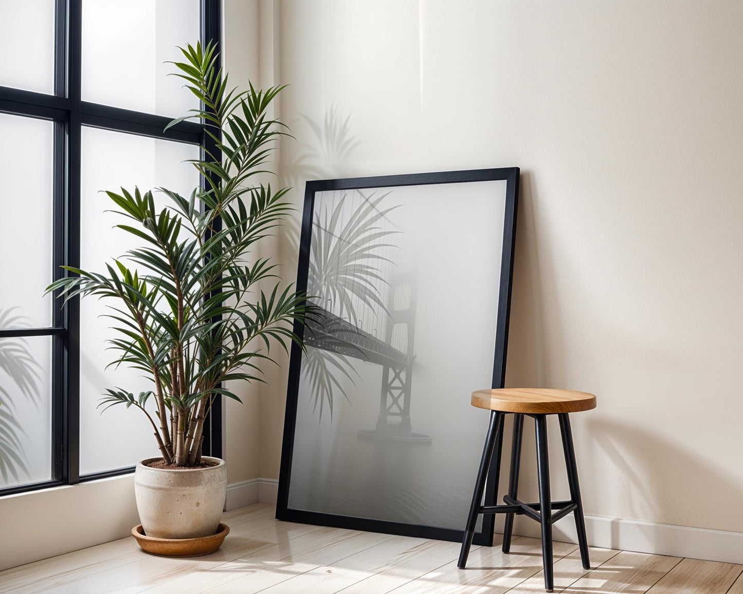 World Landmark | Golden Gate Bridge Fog Print | San Francisco Black and White Photography