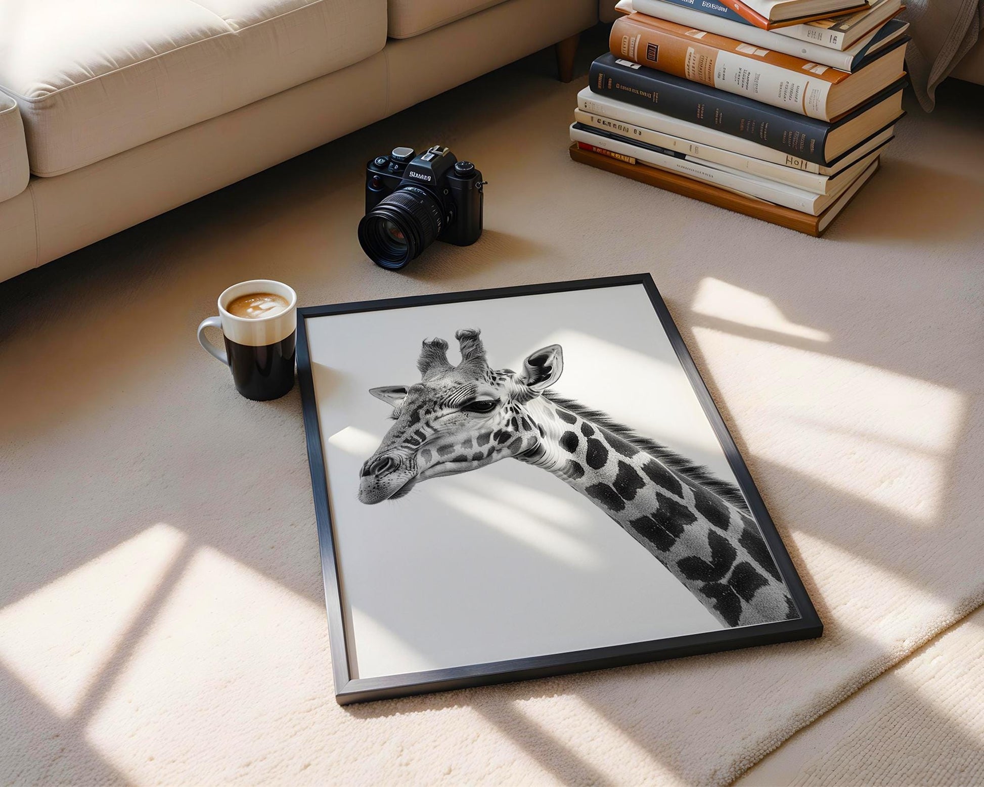 Wildlife Poster | Giraffe Portrait Print | Minimalist Black & White Photography wall art print, minimalist black and white poster, modern Scandinavian wall decor, Monohaus
