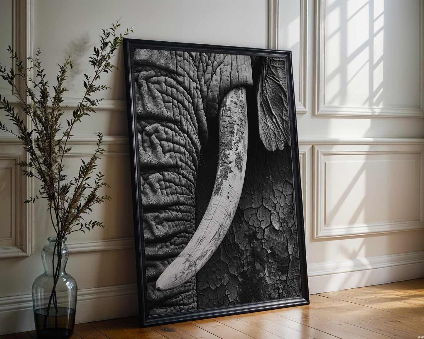 Wildlife Poster | Elephant Tusk Print | Minimalist  Photography, Modern Safari Decor wall art print, minimalist black and white poster, modern Scandinavian wall decor, Monohaus