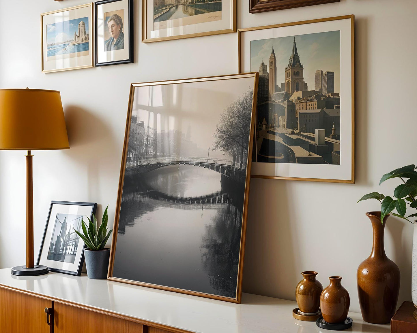 World Landmark | River Liffey Dublin Print | Black and White Minimalist Photography wall art print, minimalist black and white poster, modern Scandinavian wall decor, Monohaus