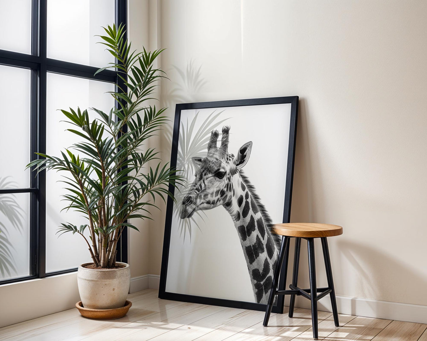 Wildlife Poster | Giraffe Portrait Print | Minimalist Black & White Photography wall art print, minimalist black and white poster, modern Scandinavian wall decor, Monohaus