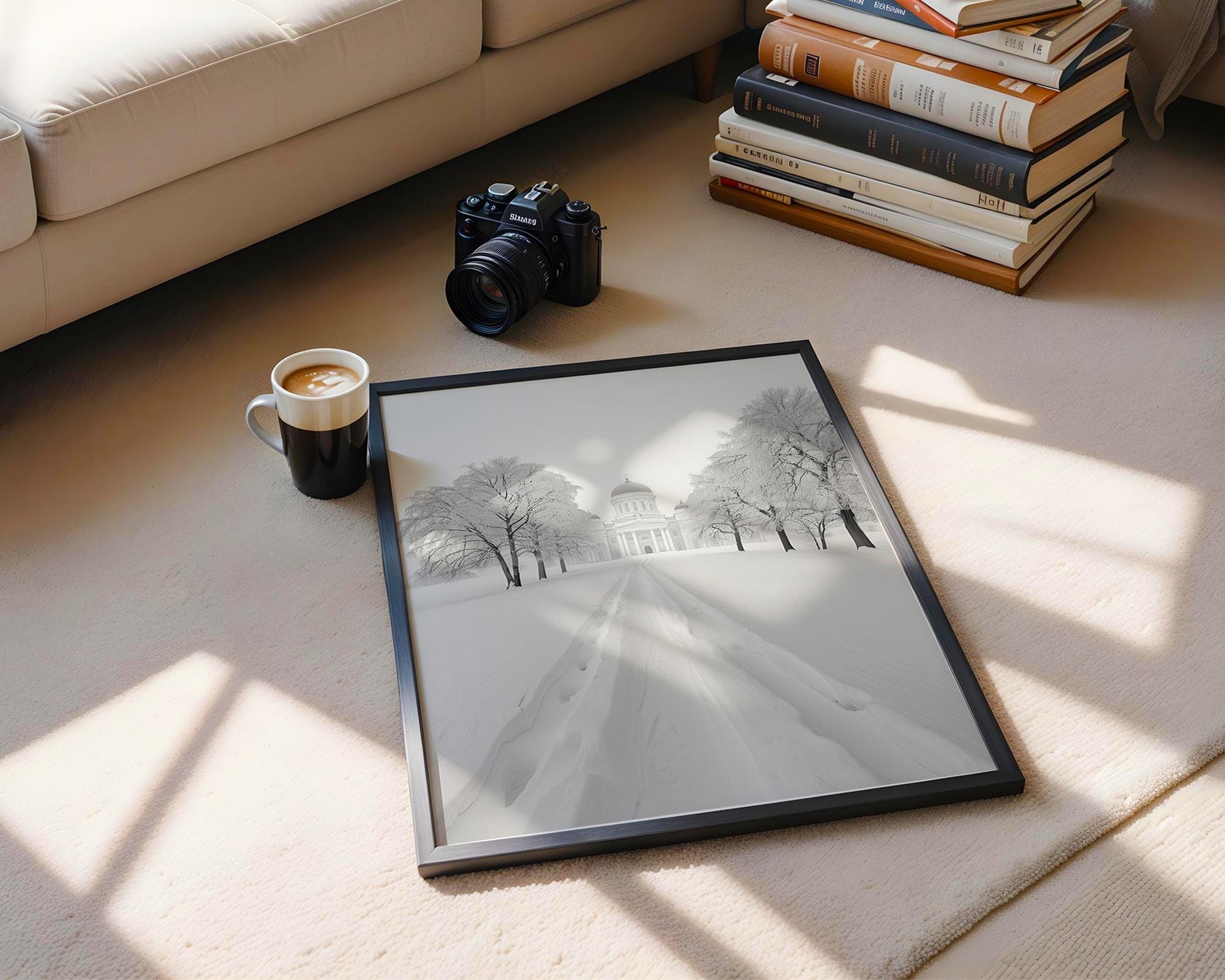 World Landmark | Helsinki Cathedral Winter Photography Print | Minimalist Nordic Art wall art print, minimalist black and white poster, modern Scandinavian wall decor, Monohaus