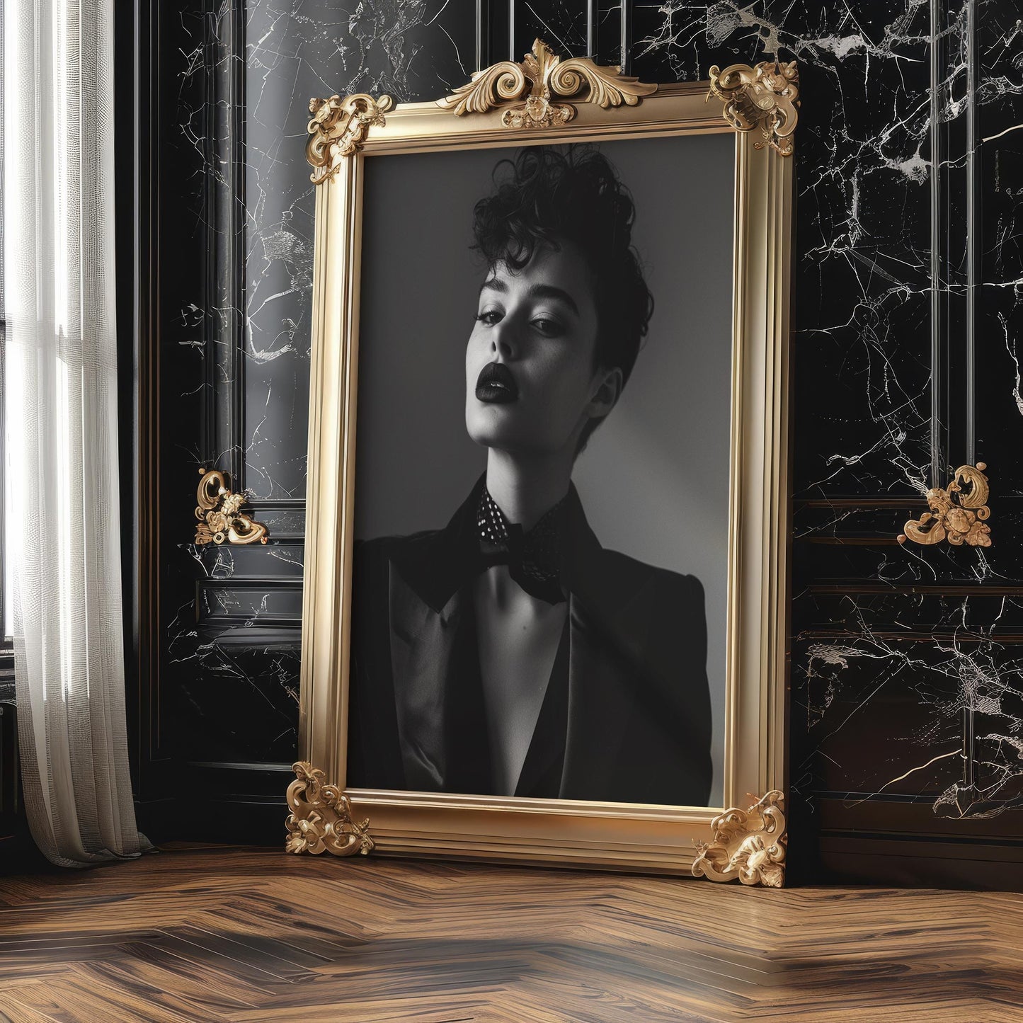 Minimal Wall Art Black and White Woman Portrait Print | Modern Noir Art wall art print, minimalist black and white poster, modern Scandinavian wall decor, Monohaus