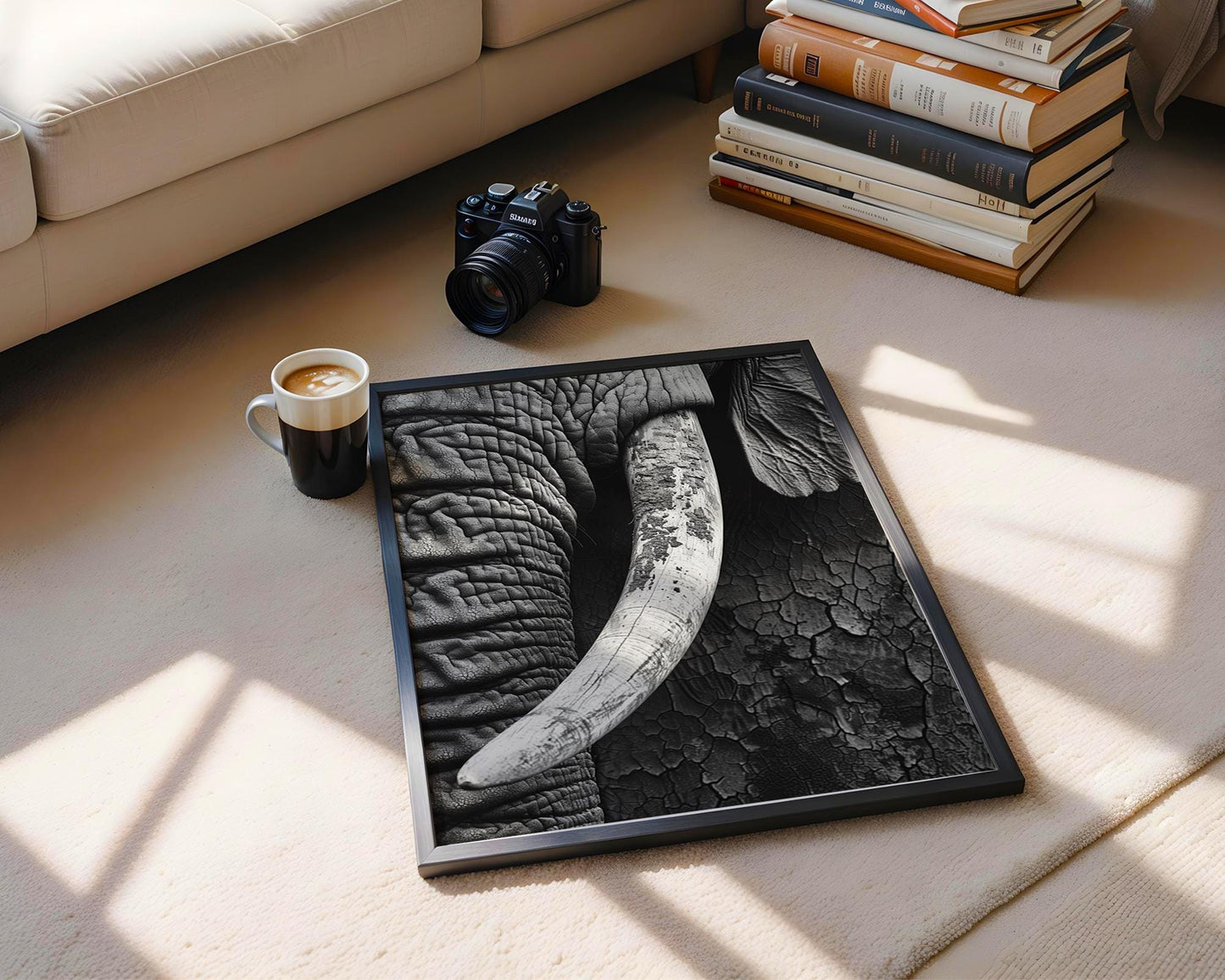 Wildlife Poster | Elephant Tusk Print | Minimalist  Photography, Modern Safari Decor wall art print, minimalist black and white poster, modern Scandinavian wall decor, Monohaus