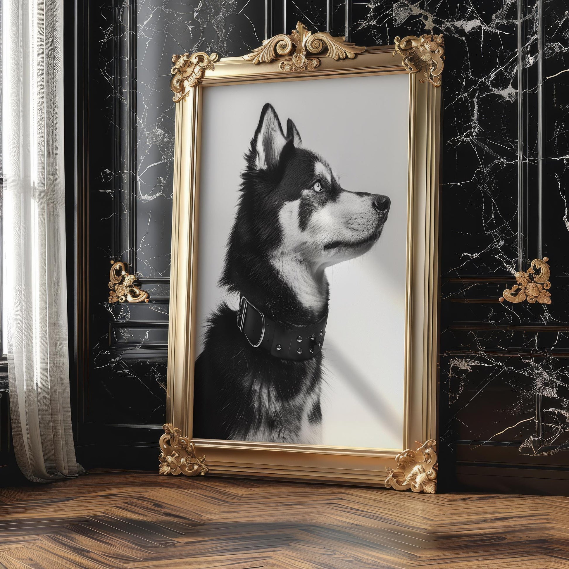 Dog Photography Husky Art Print | Black and White Pet Portrait, Modern Wall Decor wall art print, minimalist black and white poster, modern Scandinavian wall decor, Monohaus