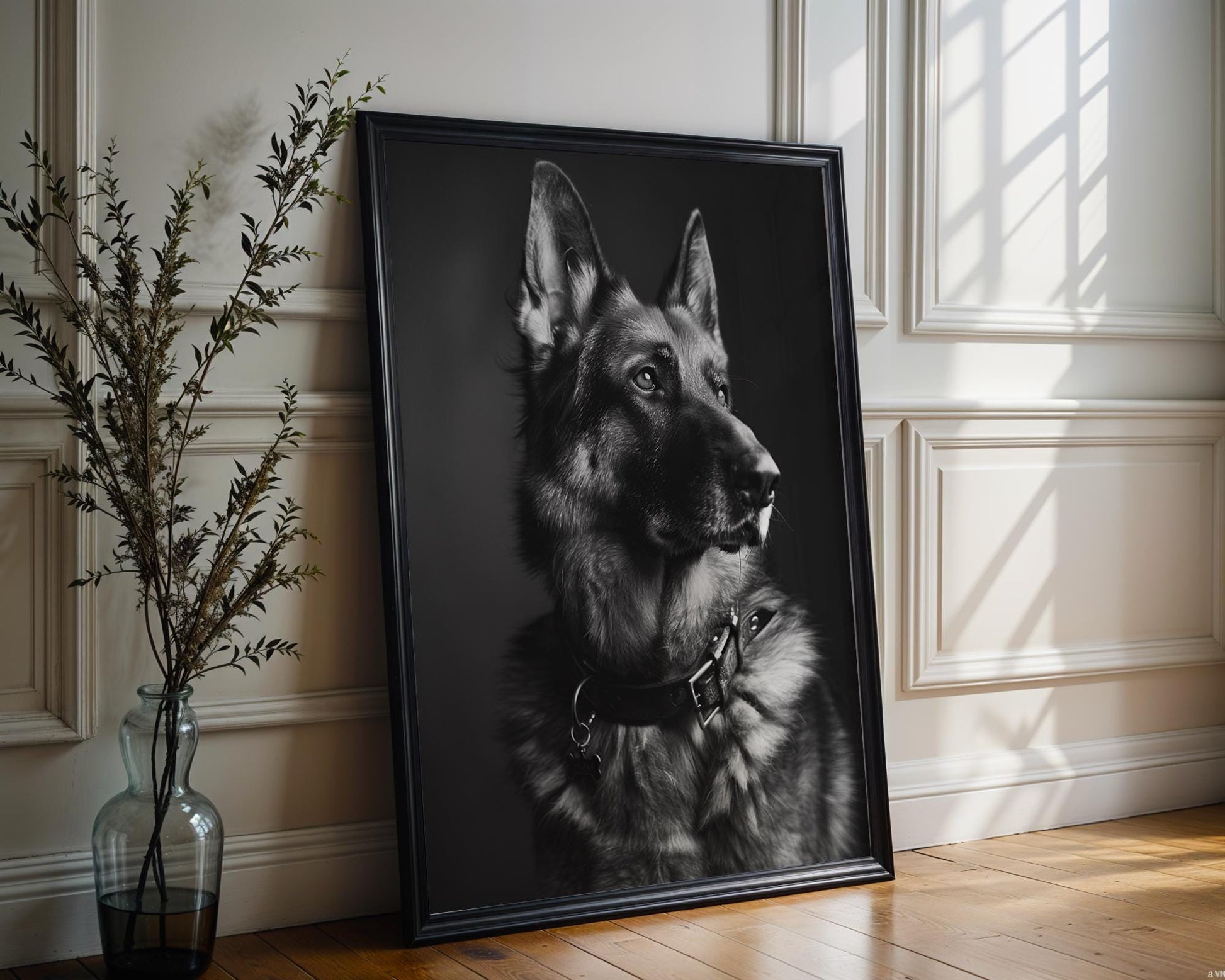 Dog Photography German Shepherd Art Print | Minimalist , Sophisticated Decor wall art print, minimalist black and white poster, modern Scandinavian wall decor, Monohaus