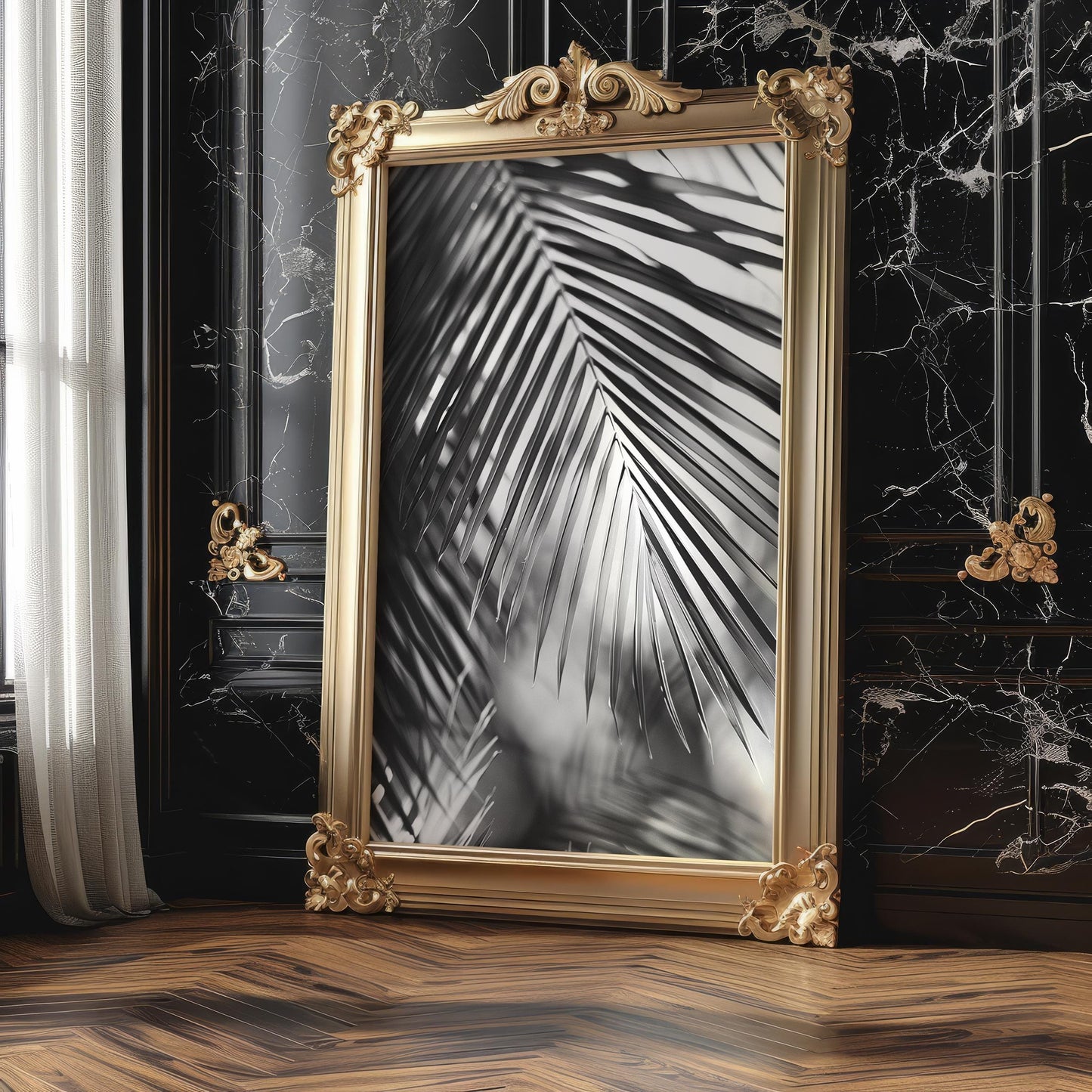 Botanical Photo | Black and White Palm Leaf Print | Minimalist Tropical Wall Art wall art print, minimalist black and white poster, modern Scandinavian wall decor, Monohaus