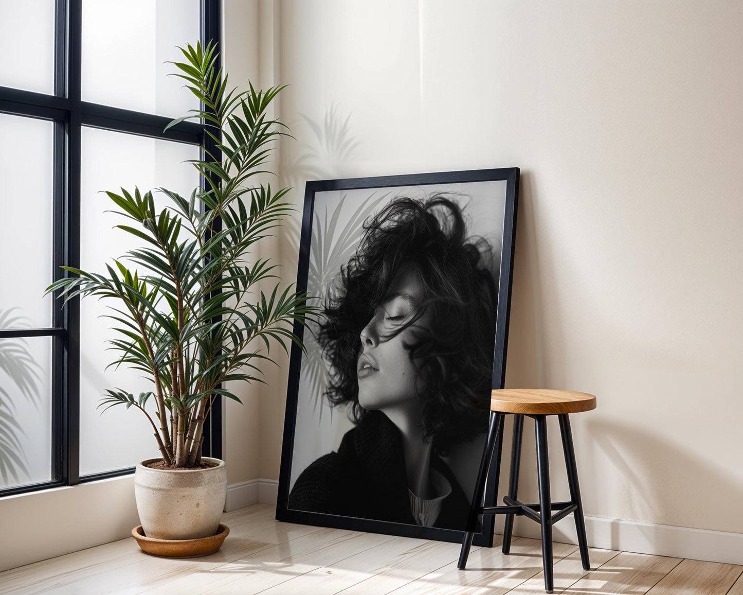 Minimal Wall Art Noir Woman Portrait Print | Minimalist Black and White Photography wall art print, minimalist black and white poster, modern Scandinavian wall decor, Monohaus