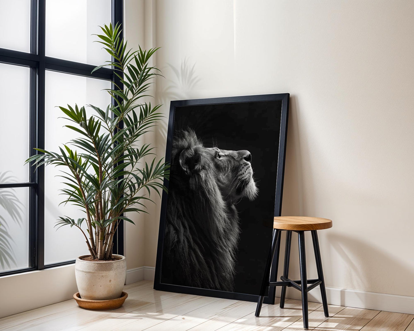 Wildlife Poster | Lion Profile Art Print | Black & White Photography, Modern Minimalist Decor wall art print, minimalist black and white poster, modern Scandinavian wall decor, Monohaus
