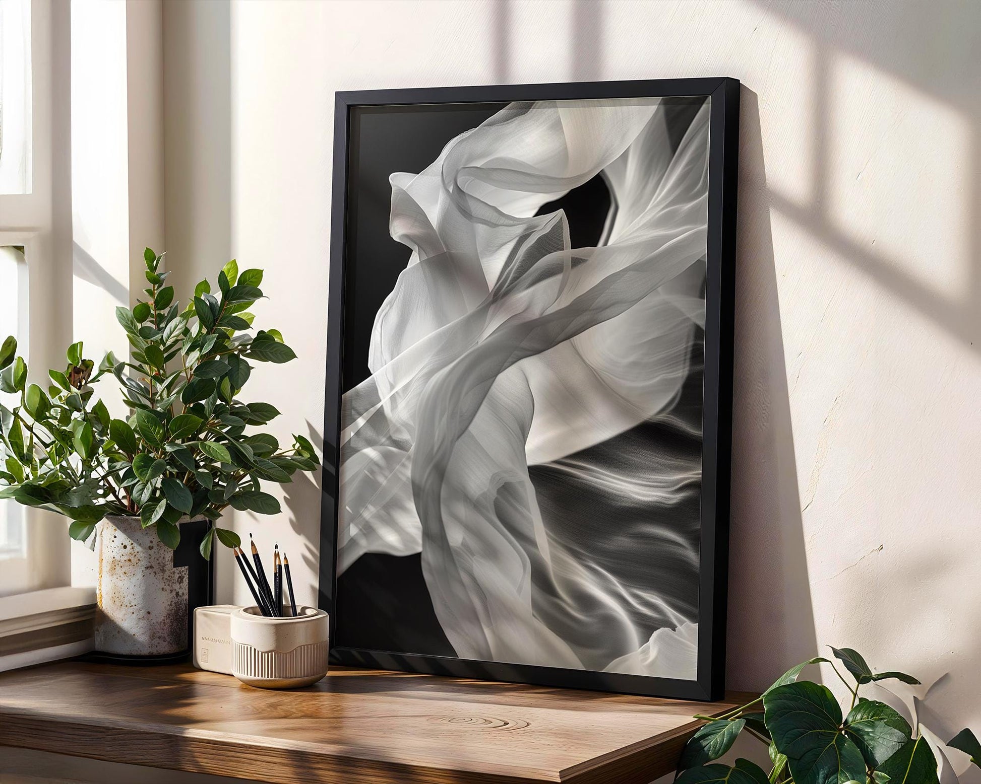 Minimal Wall Art Abstract Fabric Art Print | Monochrome Photography, Modern Home Decor abstract wall art print, geometric minimalist poster, modern Scandinavian decor, Monohaus