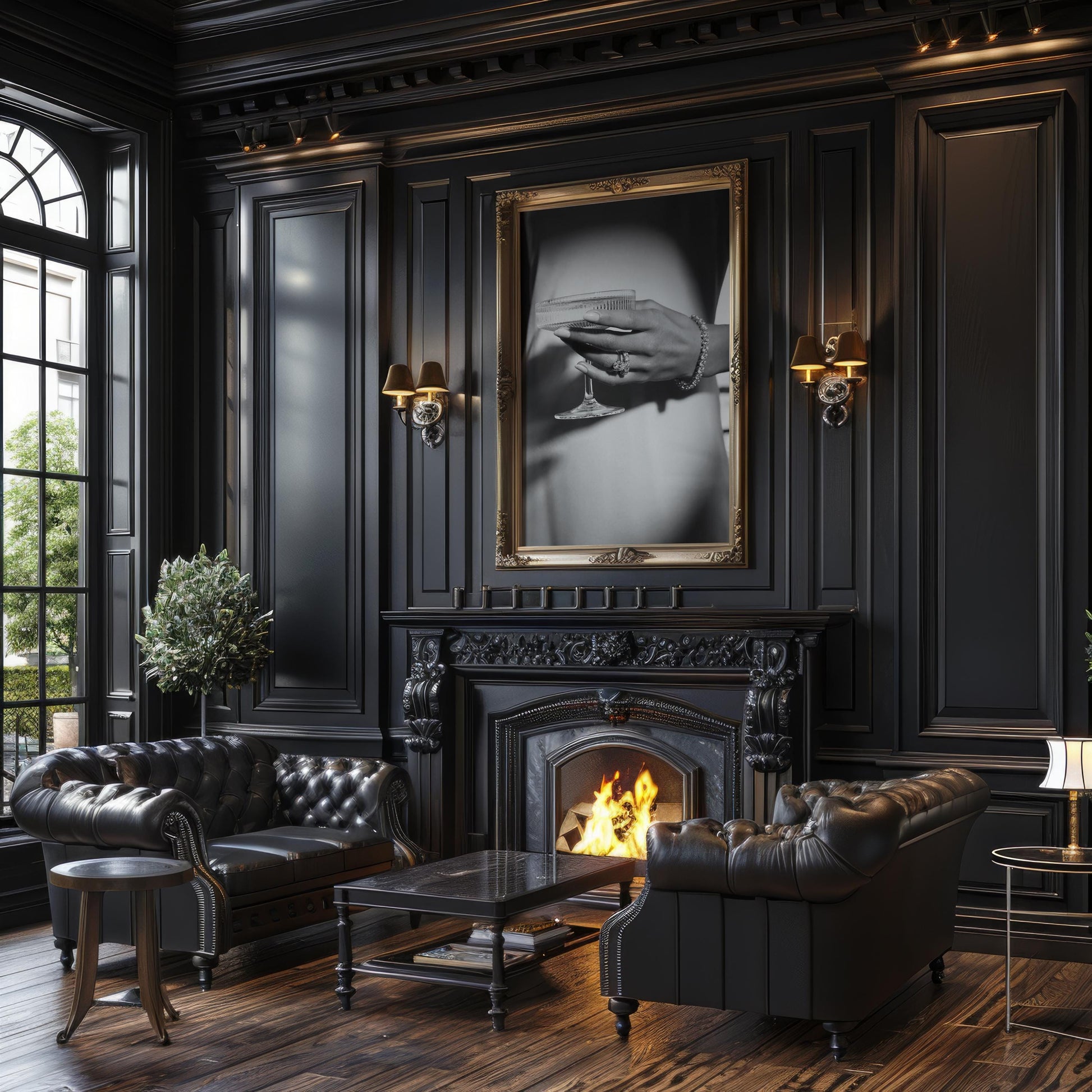 Designer Wall Art | Champagne Coupe Print | Glamour Jewelry, Black and White Photography wall art print, minimalist black and white poster, modern Scandinavian wall decor, Monohaus