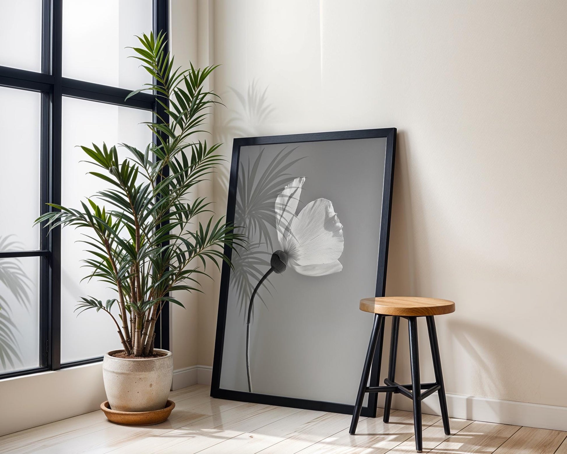 Botanical Photo | Minimalist Black and White Flower Art Print | Modern  Poster wall art print, minimalist black and white poster, modern Scandinavian wall decor, Monohaus