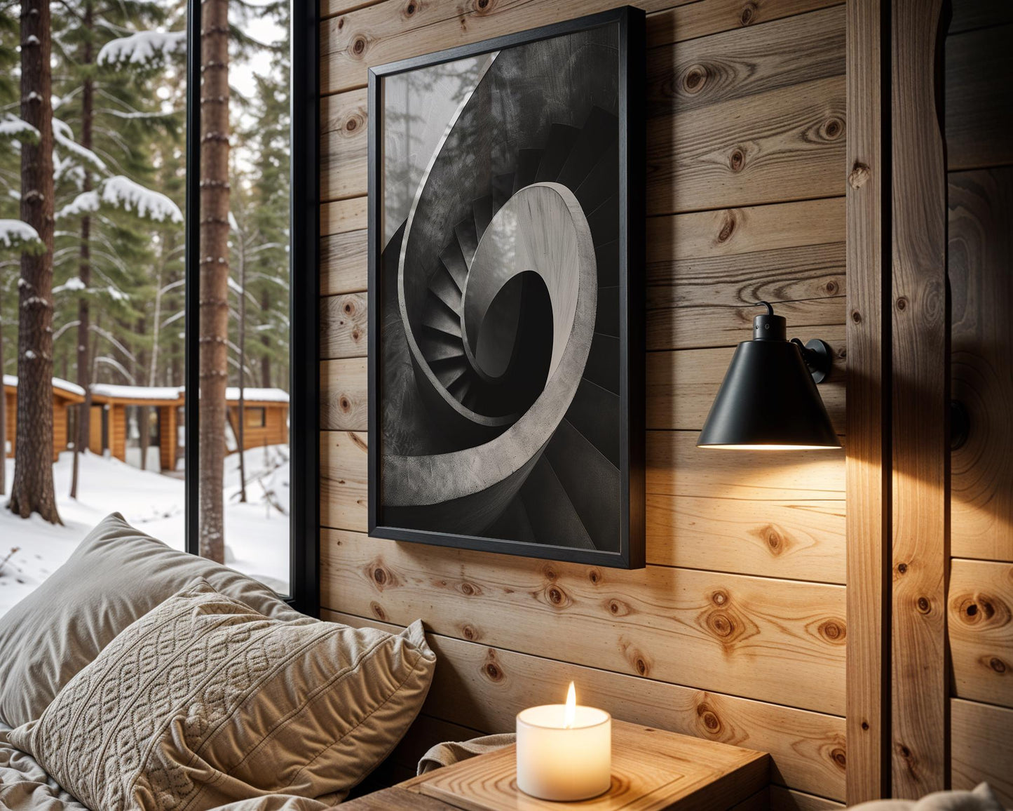 Minimal Wall Art Curved Symmetry | Black and White Urban Architecture Photography wall art print, black and white architectural poster, minimalist modern Scandinavian wall decor, Monohaus