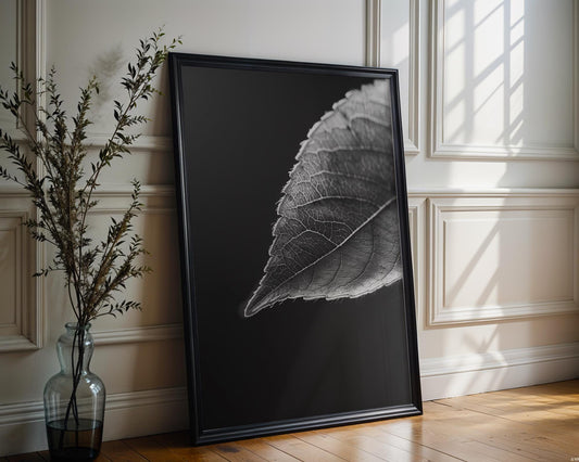 Botanical Photo | Minimalist Leaf Photography Print | Black and White Wall Art wall art print, minimalist black and white poster, modern Scandinavian wall decor, Monohaus