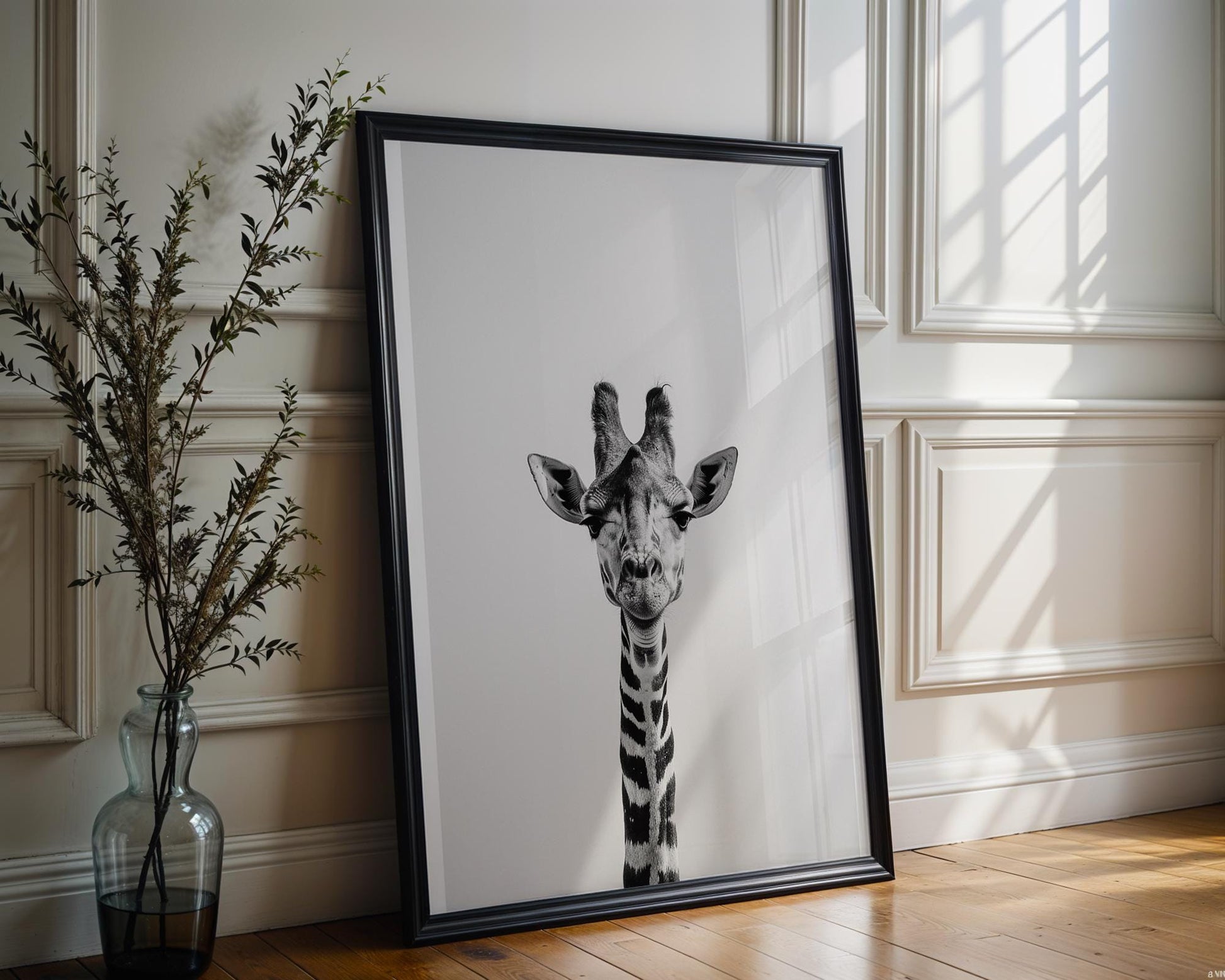 Wildlife Poster | Giraffe Portrait Print • Minimalist Black & White Safari Animal Wall Art wall art print, minimalist black and white poster, modern Scandinavian wall decor, Monohaus