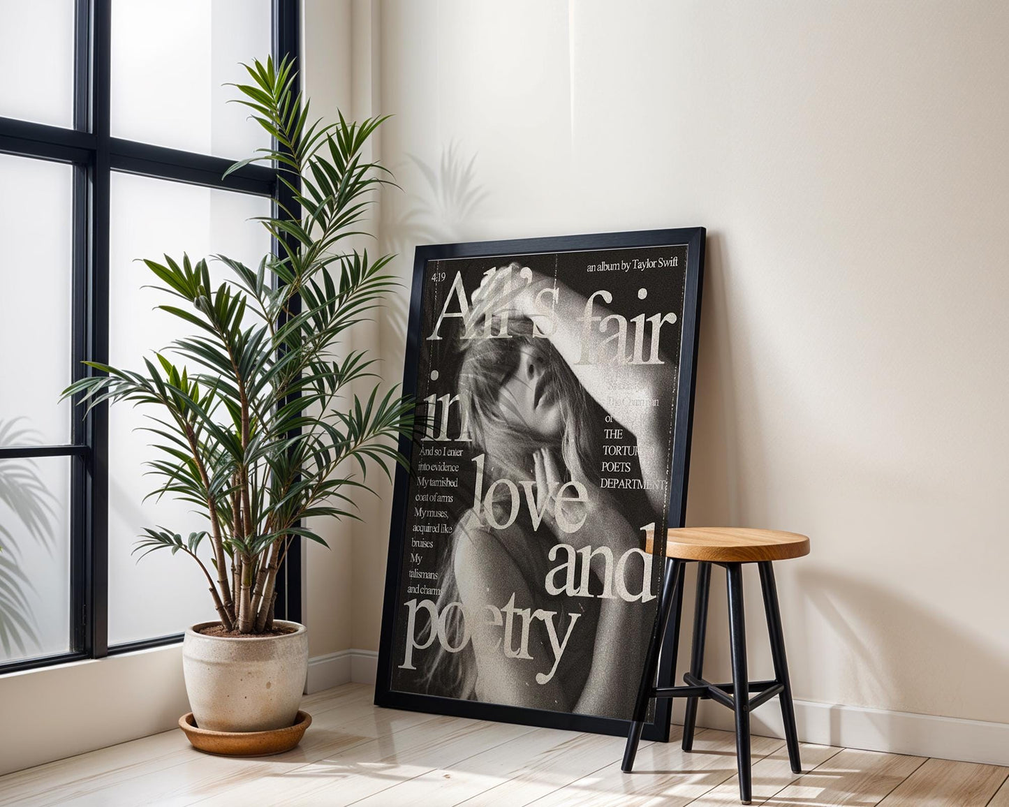 Designer Wall Art | Love And Poetry Print | Minimalist Black & White Typography typography wall art print, minimalist black and white type poster, modern graphic design decor, Monohaus