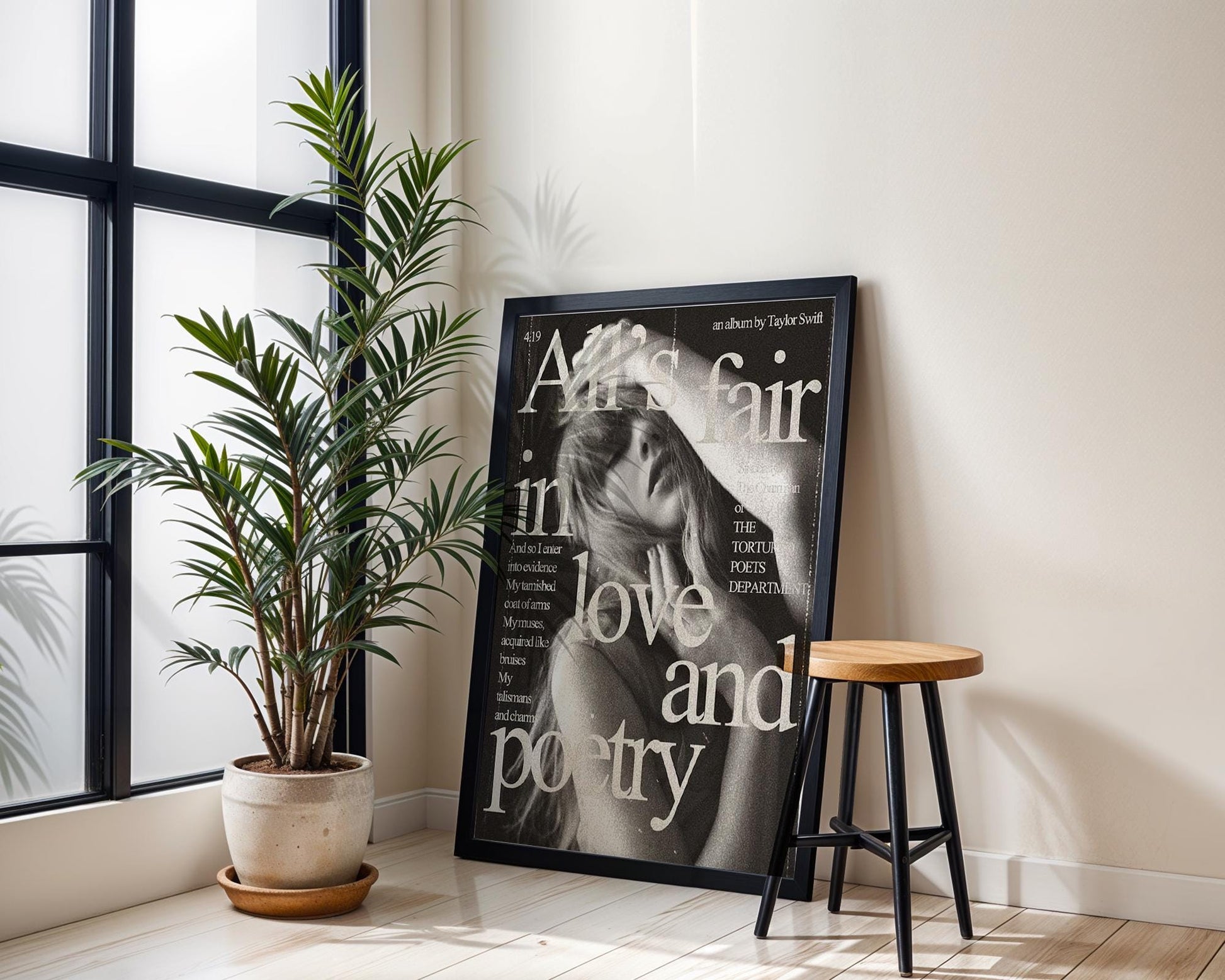 Designer Wall Art | Love And Poetry Print | Minimalist Black & White Typography typography wall art print, minimalist black and white type poster, modern graphic design decor, Monohaus