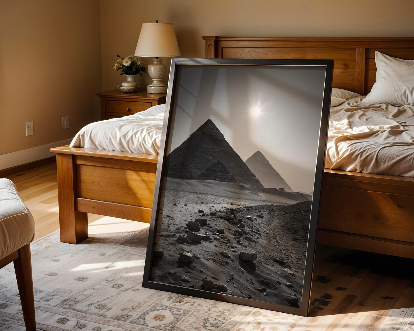 World Landmark | Pyramids of Giza Print | Minimalist Black and White Photography wall art print, minimalist black and white poster, modern Scandinavian wall decor, Monohaus