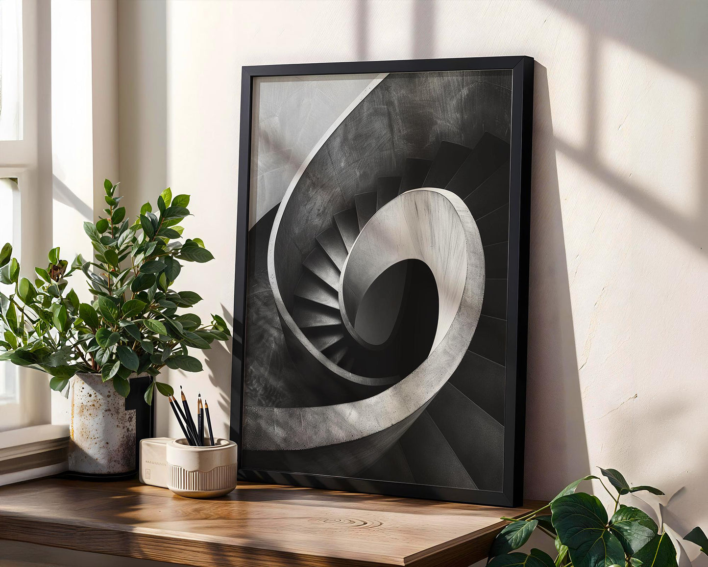 Minimal Wall Art Curved Symmetry | Black and White Urban Architecture Photography wall art print, black and white architectural poster, minimalist modern Scandinavian wall decor, Monohaus