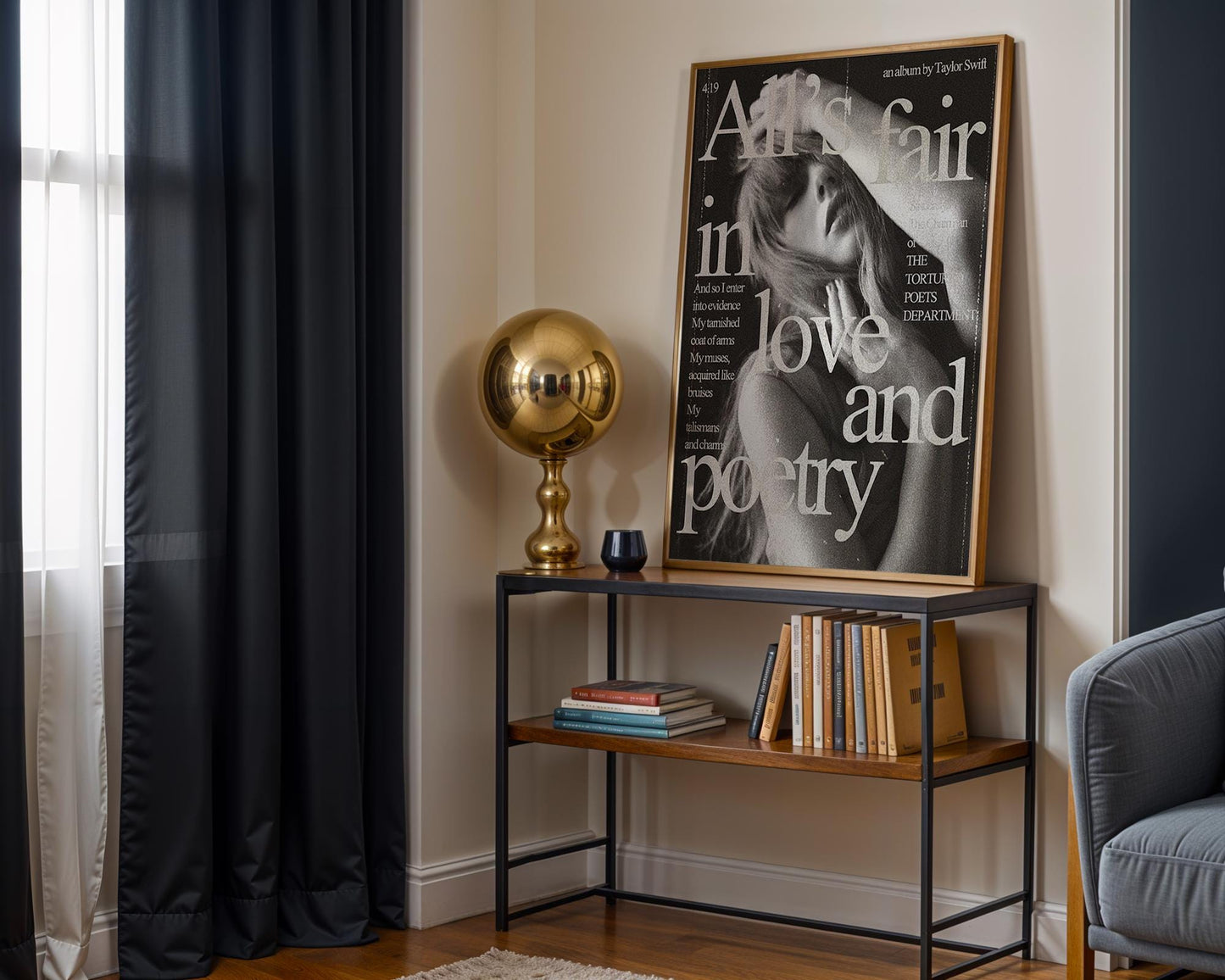 Designer Wall Art | Love And Poetry Print | Minimalist Black & White Typography typography wall art print, minimalist black and white type poster, modern graphic design decor, Monohaus