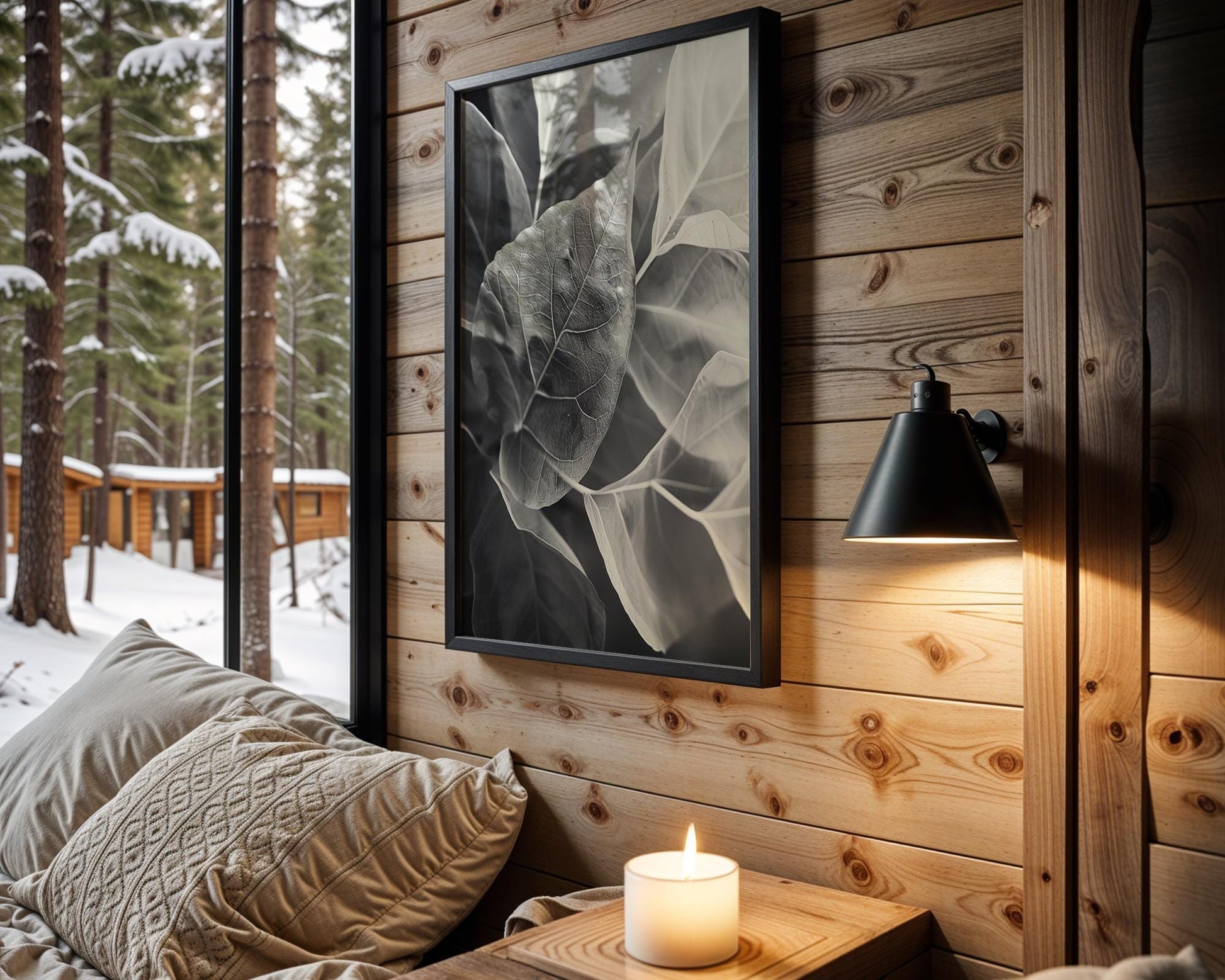 Botanical Photo | Abstract Leaf Macro Photography Print | Black & White Minimal abstract wall art print, geometric minimalist poster, modern Scandinavian decor, Monohaus