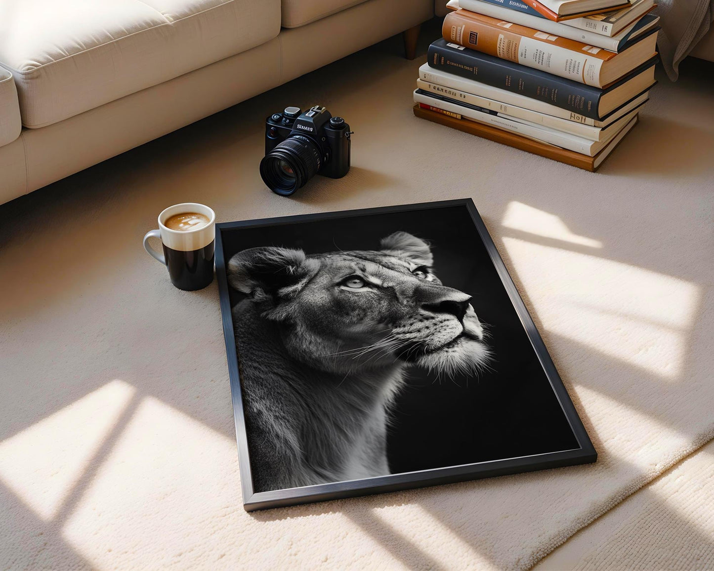 Wildlife Poster | Lioness Black & White Photography Print | Minimalist Safari Wall Art wall art print, minimalist black and white poster, modern Scandinavian wall decor, Monohaus