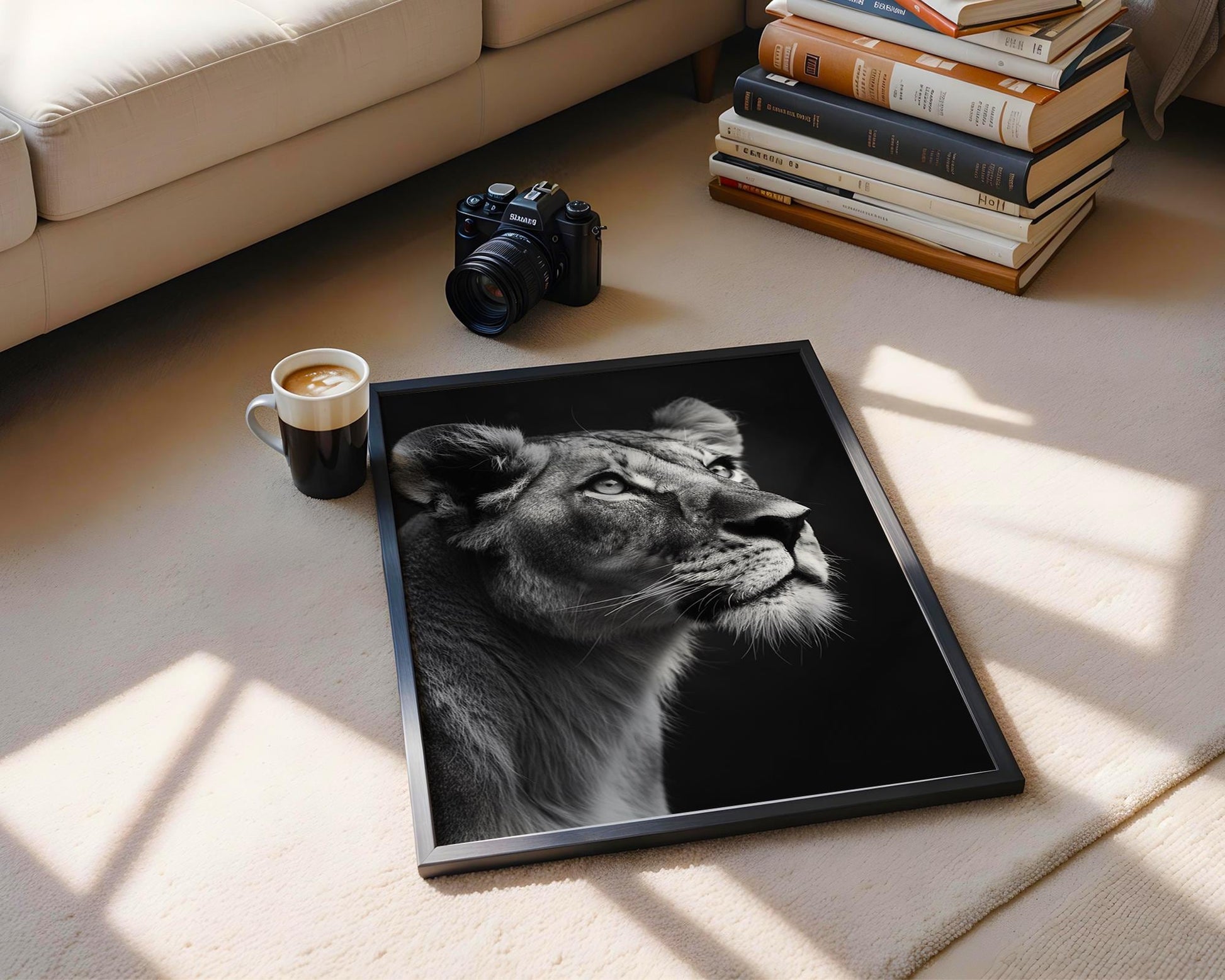 Wildlife Poster | Lioness Black & White Photography Print | Minimalist Safari Wall Art wall art print, minimalist black and white poster, modern Scandinavian wall decor, Monohaus