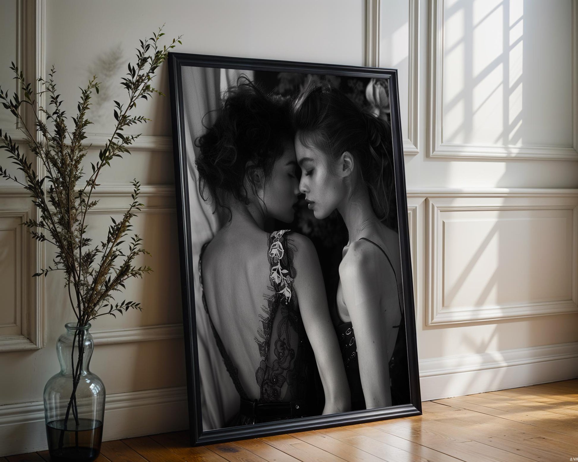 Minimal Wall Art Romantic Black and White Portrait | Minimalist Print wall art print, minimalist black and white poster, modern Scandinavian wall decor, Monohaus