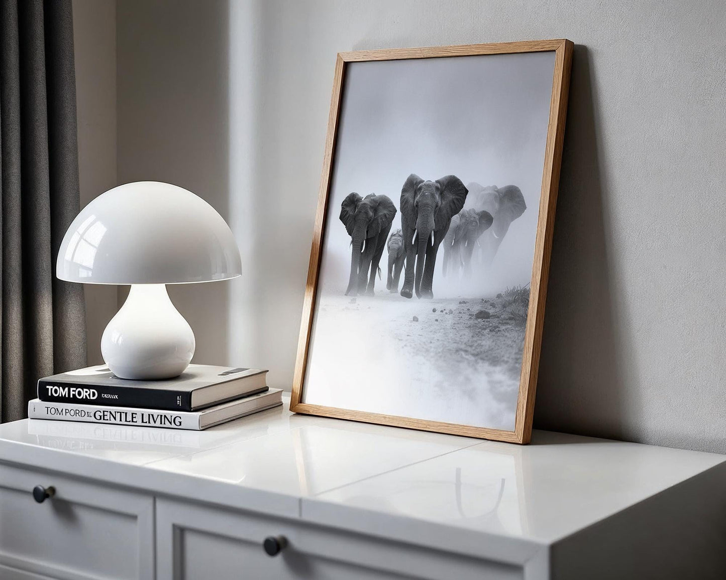 Wildlife Poster | Elephant Herd Print | Black & White Safari Photography, Modern Nature Decor wall art print, minimalist black and white poster, modern Scandinavian wall decor, Monohaus