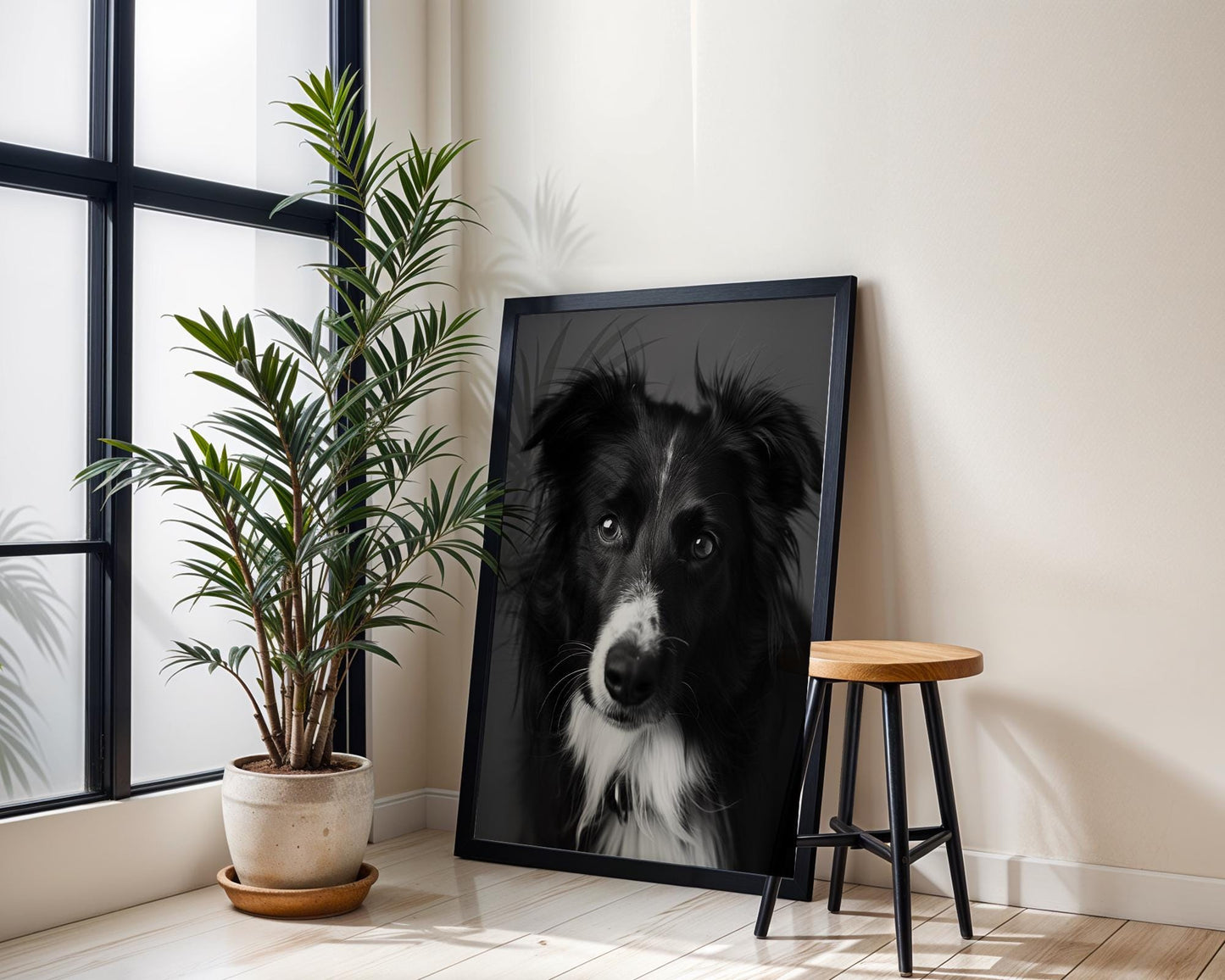 Dog Photography Border Collie Portrait Print | Fine Art , Monochrome Decor wall art print, minimalist black and white poster, modern Scandinavian wall decor, Monohaus