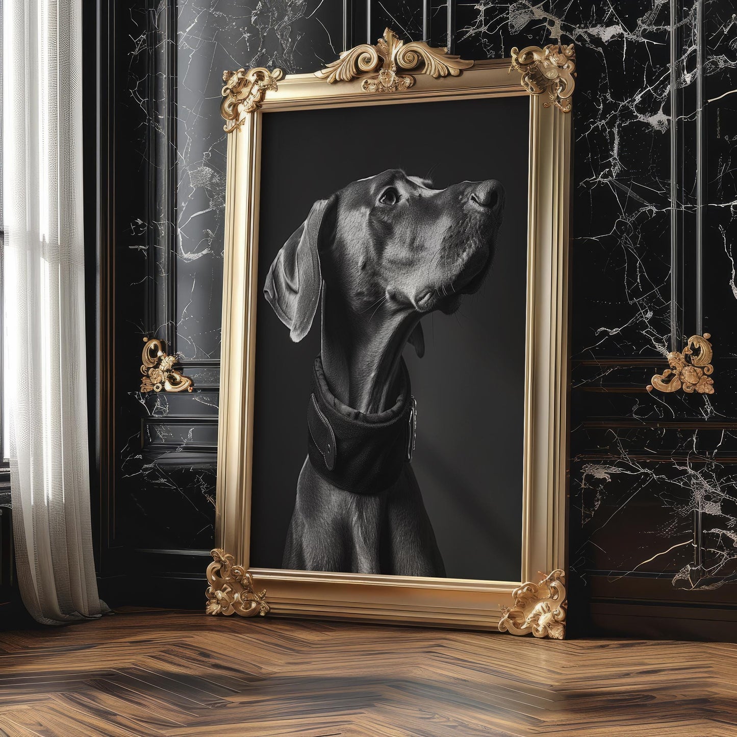 Dog Photography Vizsla Pet Print | Black and White | Weimaraner Pet Art wall art print, minimalist black and white poster, modern Scandinavian wall decor, Monohaus