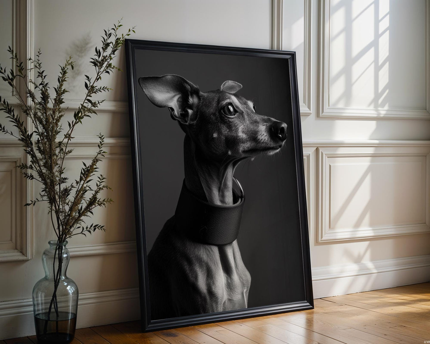 Dog Photography Italian Greyhound Portrait | Minimalist Black and White Fine Art Print wall art print, minimalist black and white poster, modern Scandinavian wall decor, Monohaus