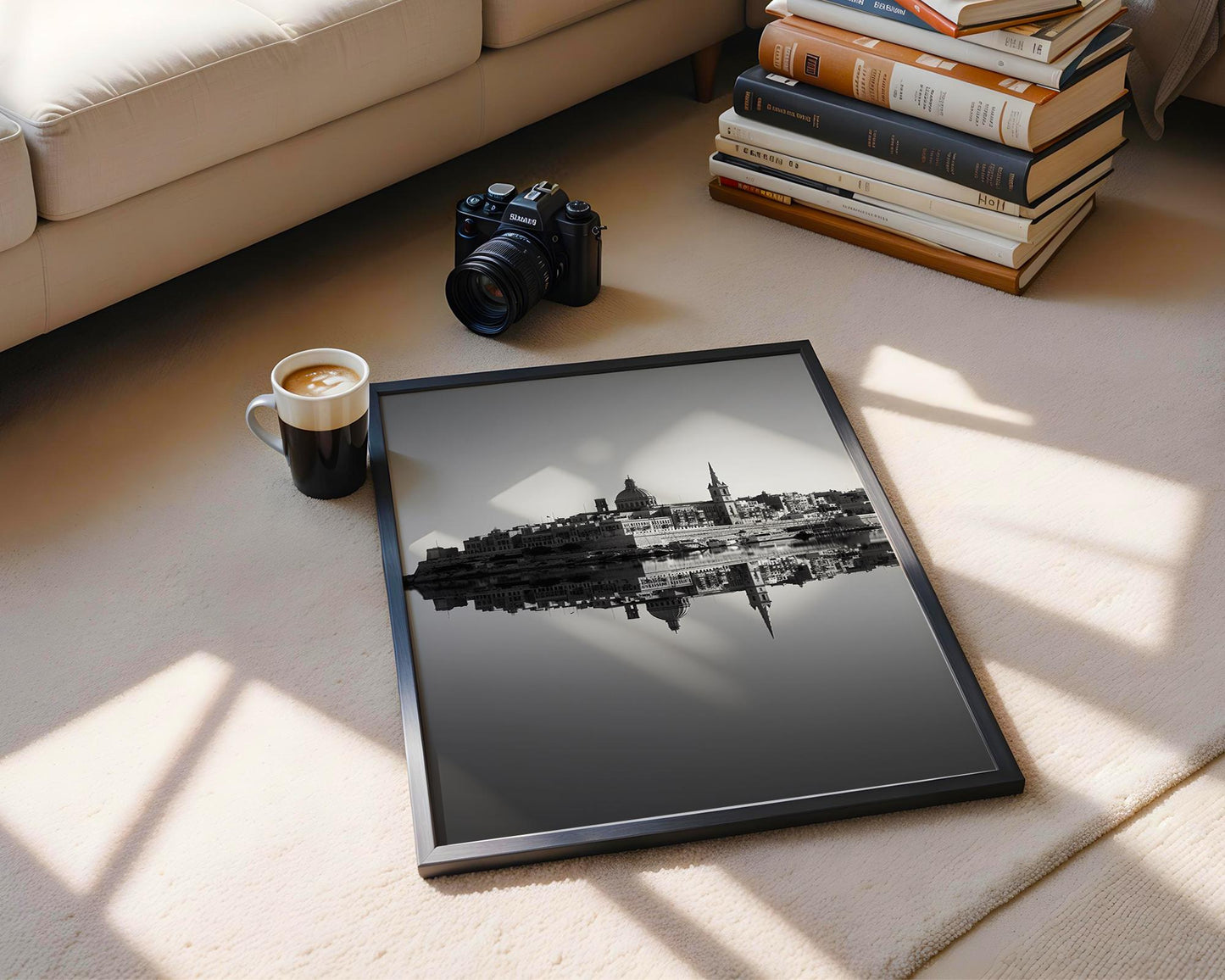 World Landmark | Valletta Malta Print | St Paul's Cathedral Black and White Photography wall art print, minimalist black and white poster, modern Scandinavian wall decor, Monohaus