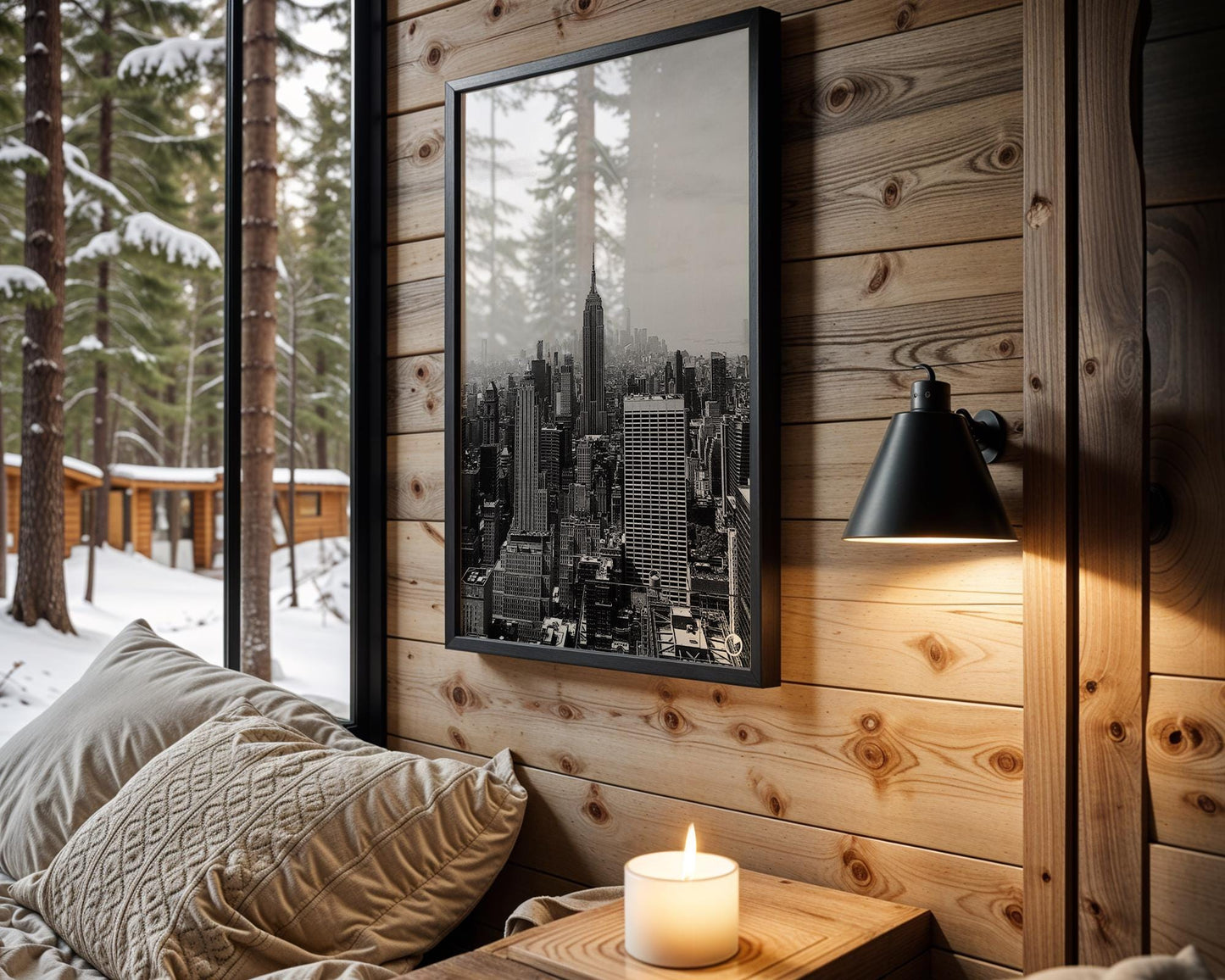 Designer Wall Art | Empire State Building Print | Black & White NYC Skyline Photography wall art print, black and white architectural poster, minimalist modern Scandinavian wall decor, Monohaus