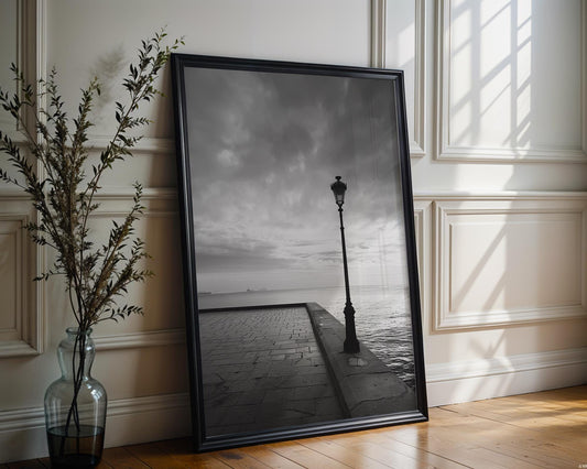 World Landmark | Thessaloniki Greece Black & White Seascape Photography | Coastal Wall Art wall art print, minimalist black and white poster, modern Scandinavian wall decor, Monohaus