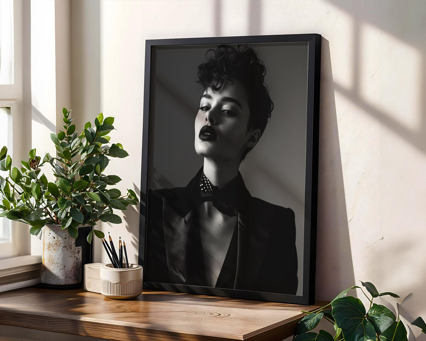 Minimal Wall Art Black and White Woman Portrait Print | Modern Noir Art wall art print, minimalist black and white poster, modern Scandinavian wall decor, Monohaus