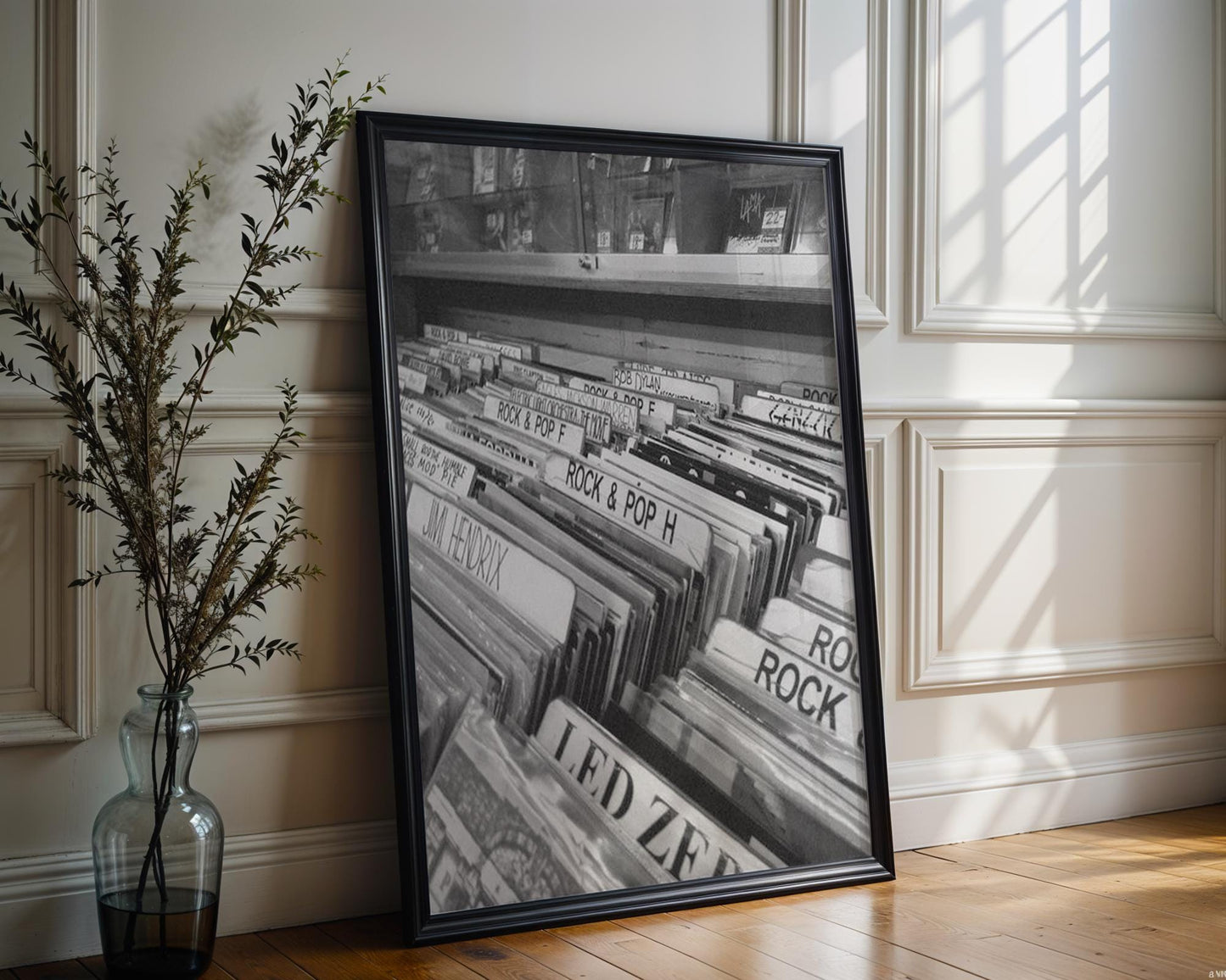 Designer Wall Art | Vinyl Record Store Print | Black & White LP Album Art wall art print, minimalist black and white poster, modern Scandinavian wall decor, Monohaus