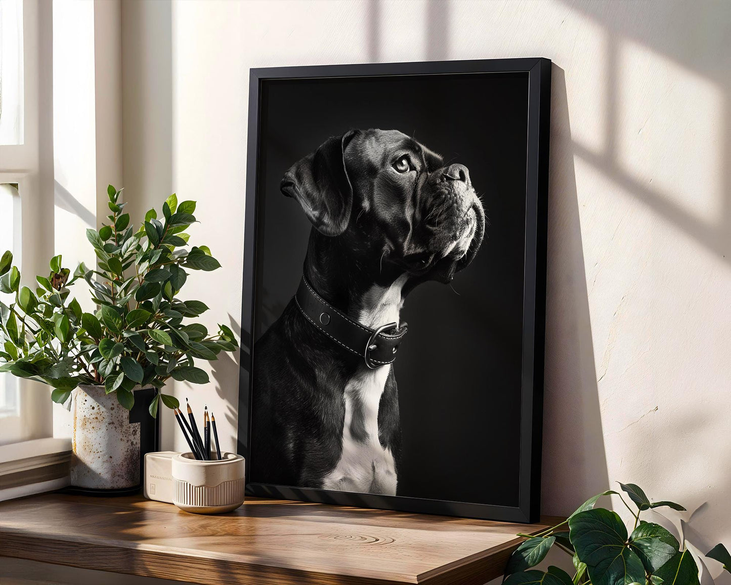 Dog Photography Boxer Pet Portrait Print | Black & White Home Decor, Minimalist Art wall art print, minimalist black and white poster, modern Scandinavian wall decor, Monohaus