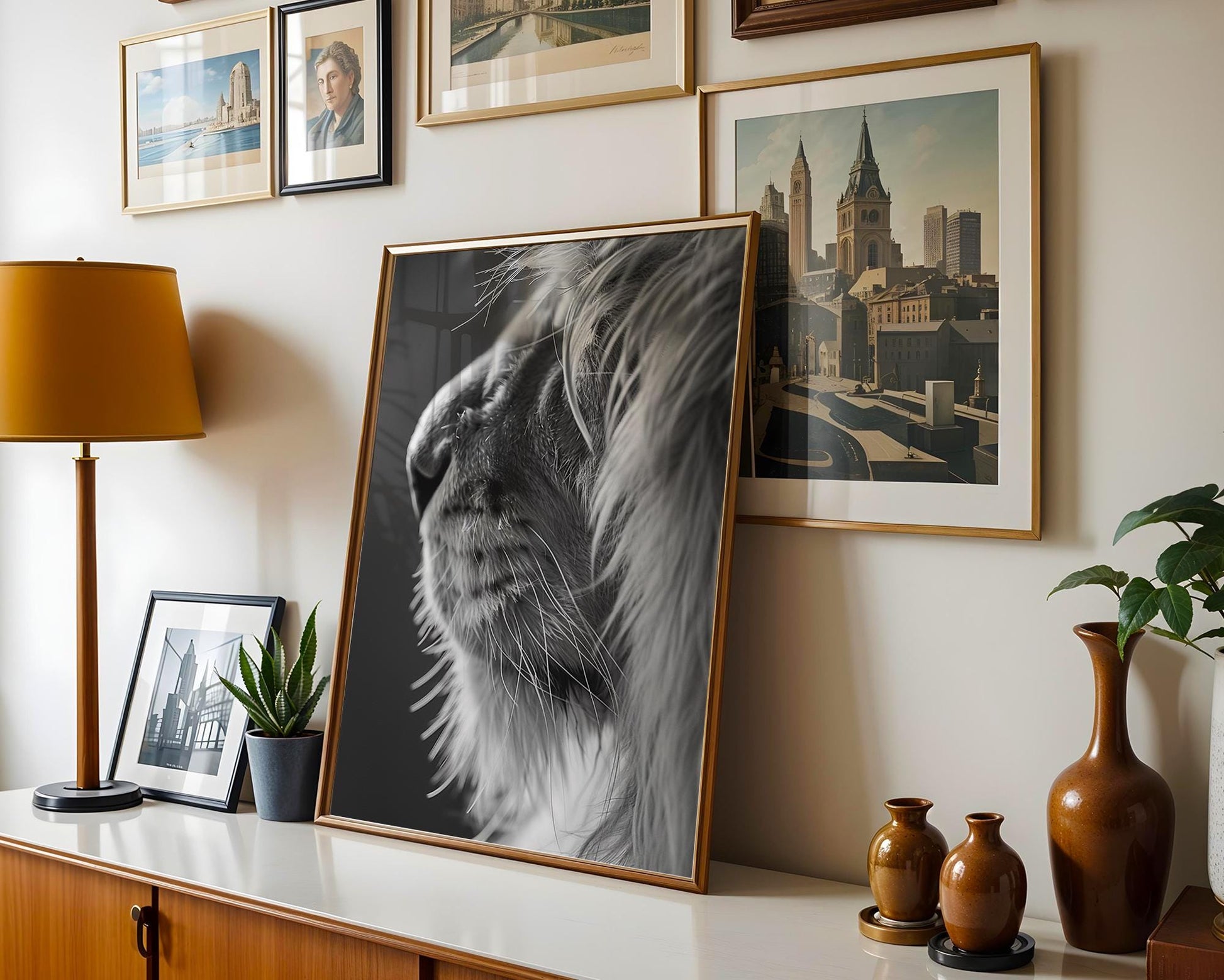 Wildlife Poster | Lion Close-Up Print | Minimalist Black & White Safari Photography wall art print, minimalist black and white poster, modern Scandinavian wall decor, Monohaus