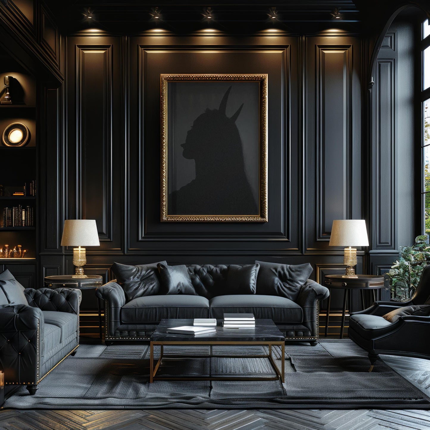 Designer Wall Art | Devil Horns Shadow Print | Minimalist Gothic Home Decor wall art print, minimalist black and white poster, modern Scandinavian wall decor, Monohaus