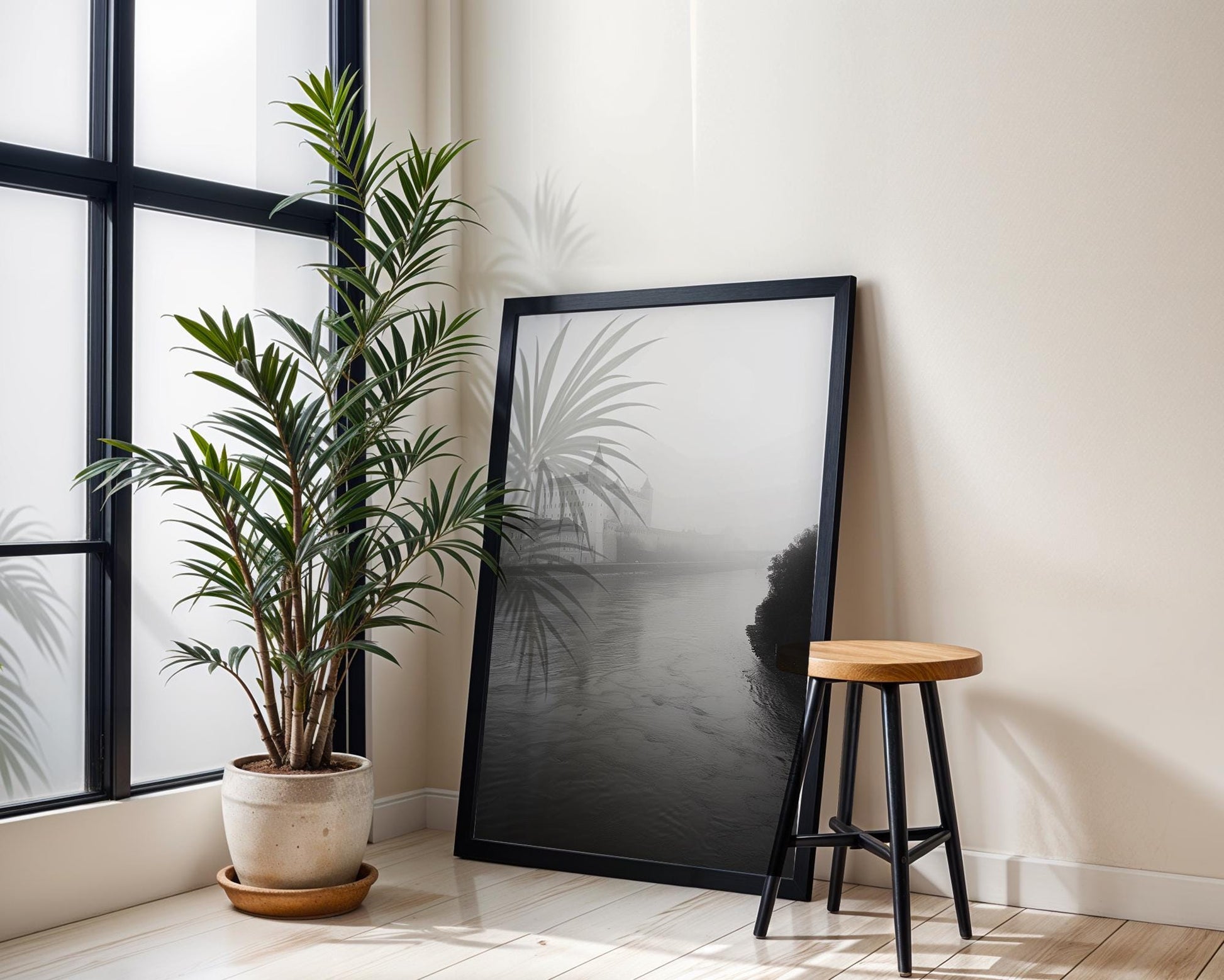 World Landmark | Bratislava Castle Print | Black and White European Architecture Photography wall art print, black and white architectural poster, minimalist modern Scandinavian wall decor, Monohaus