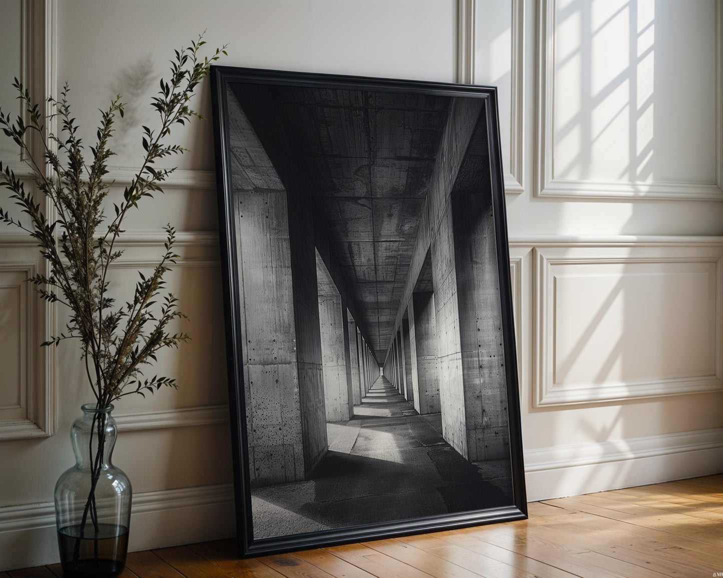 Urban Photography | Concrete Columns Print | Black and White Architecture Photography wall art print, black and white architectural poster, minimalist modern Scandinavian wall decor, Monohaus