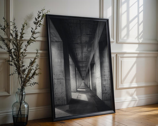 Urban Photography | Concrete Columns Print | Black and White Architecture Photography wall art print, black and white architectural poster, minimalist modern Scandinavian wall decor, Monohaus