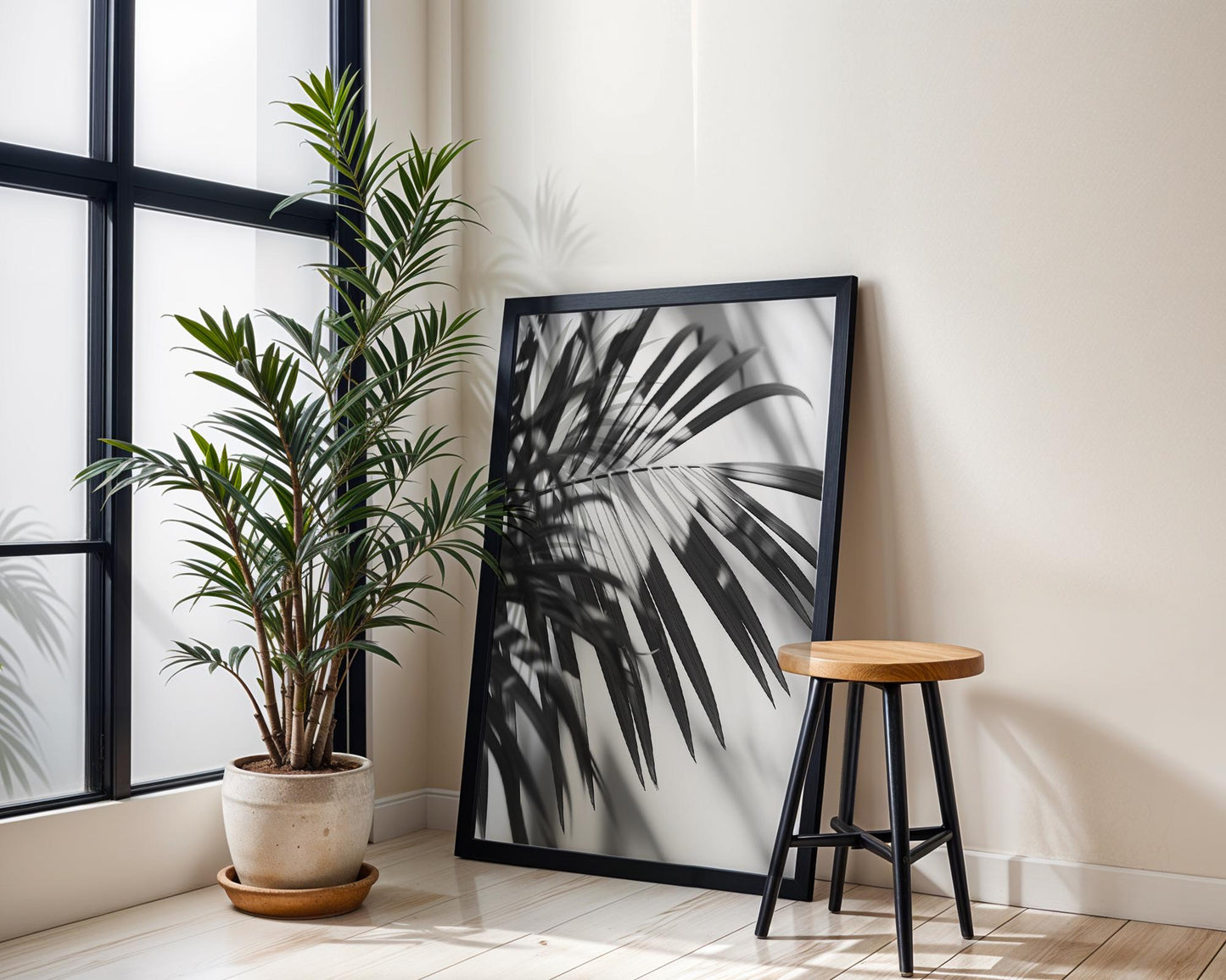 Botanical Photo | Abstract Leaf Macro Photography Print | Black & White Minimal abstract wall art print, geometric minimalist poster, modern Scandinavian decor, Monohaus