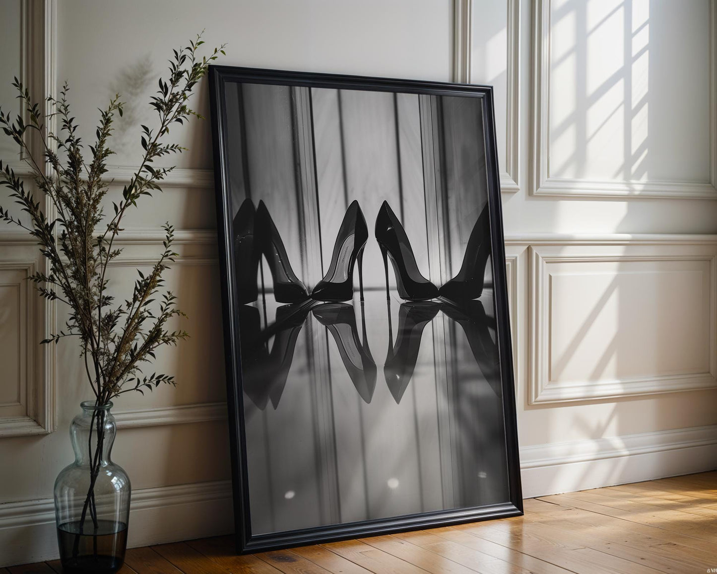 Minimal Wall Art Heels Art Print | Black and White Abstract Poster Luxury abstract wall art print, geometric minimalist poster, modern Scandinavian decor, Monohaus